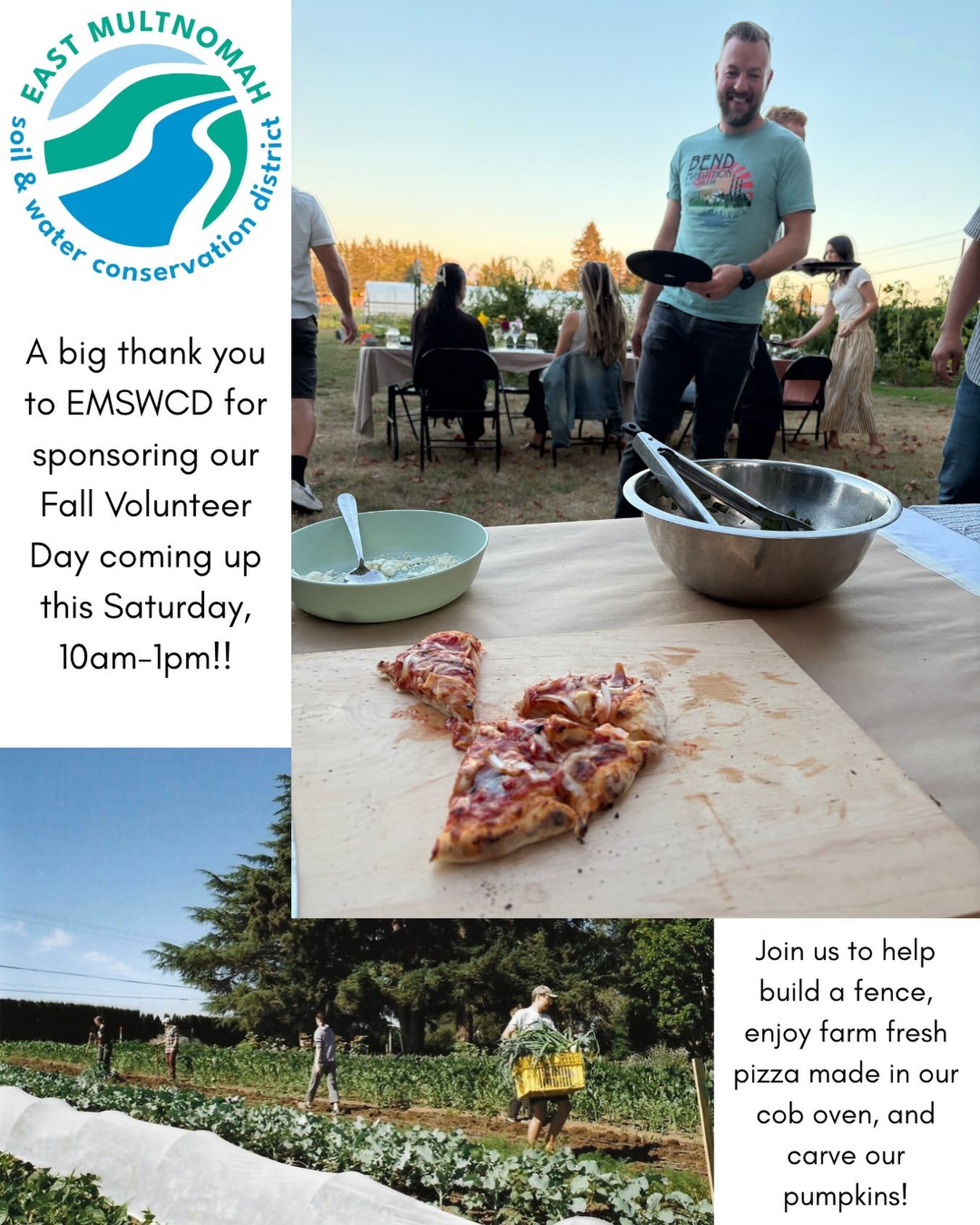 🙌 A huge thank you to @emswcd for sponsoring our Fall Volunteer Day happening this Saturday, Oct. 17, 10am-1pm! Thanks to their support, we&rsquo;ll be able to finish our fence along Kelso Rd. to keep kiddos safe during their K-12 field trips to the