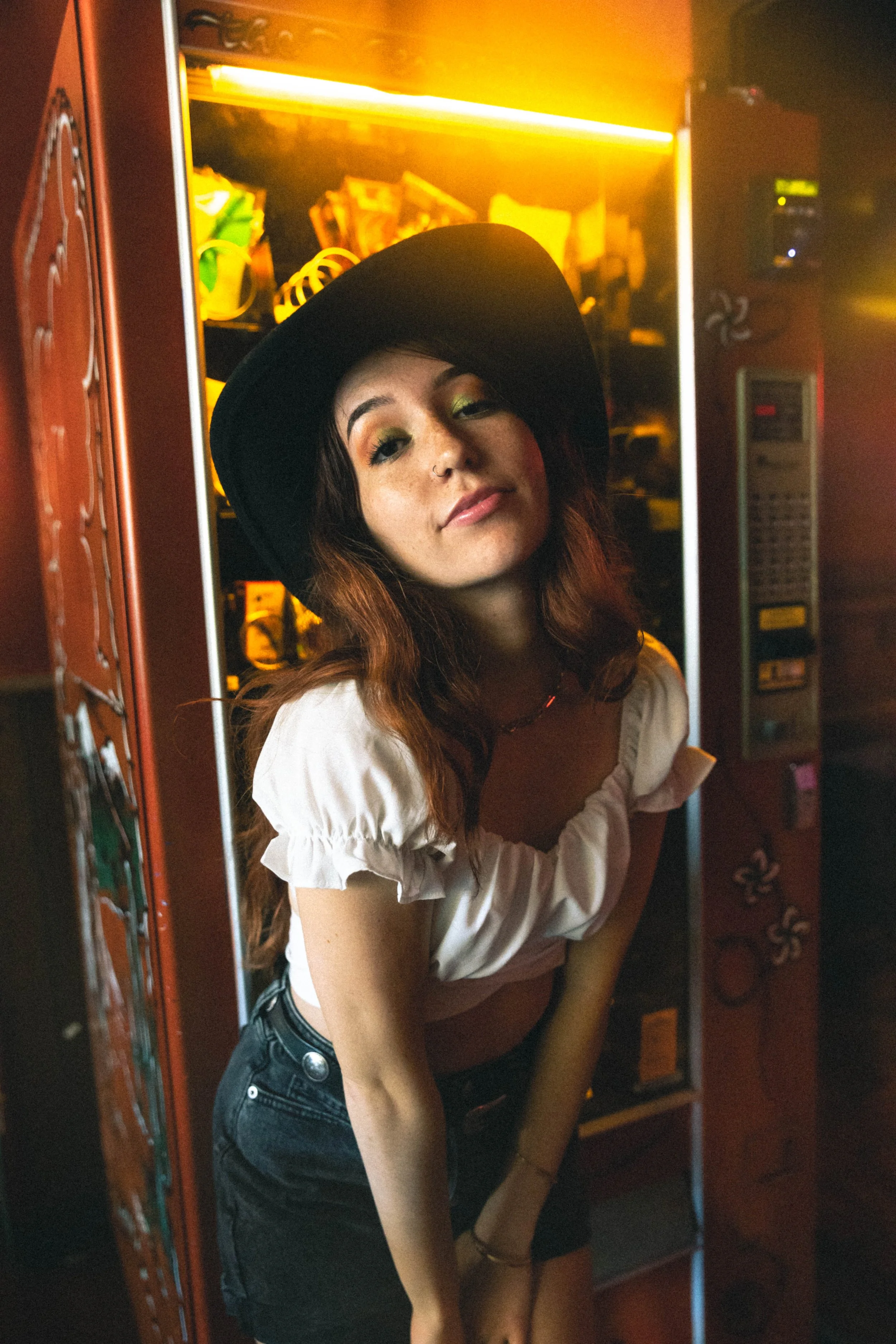 Woman posing in a western themed bar in Vancouver, Washington by  Portland photographer Abigail Janelle Photography