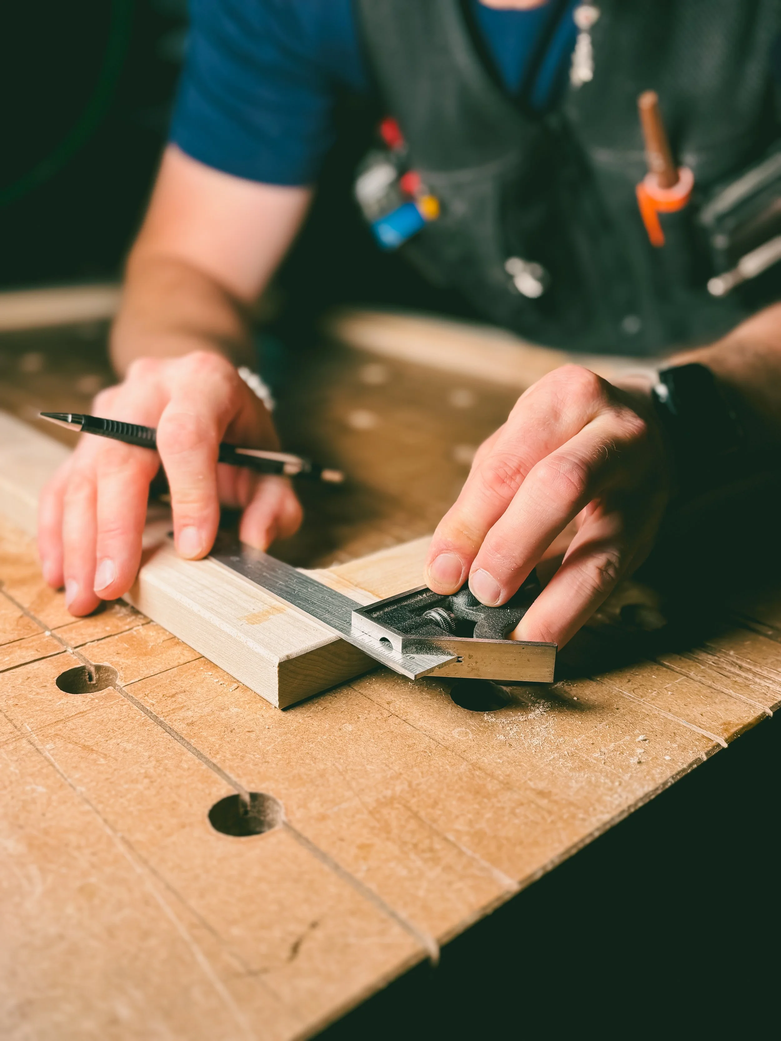 Fine carpentry details with clean joinery and grain