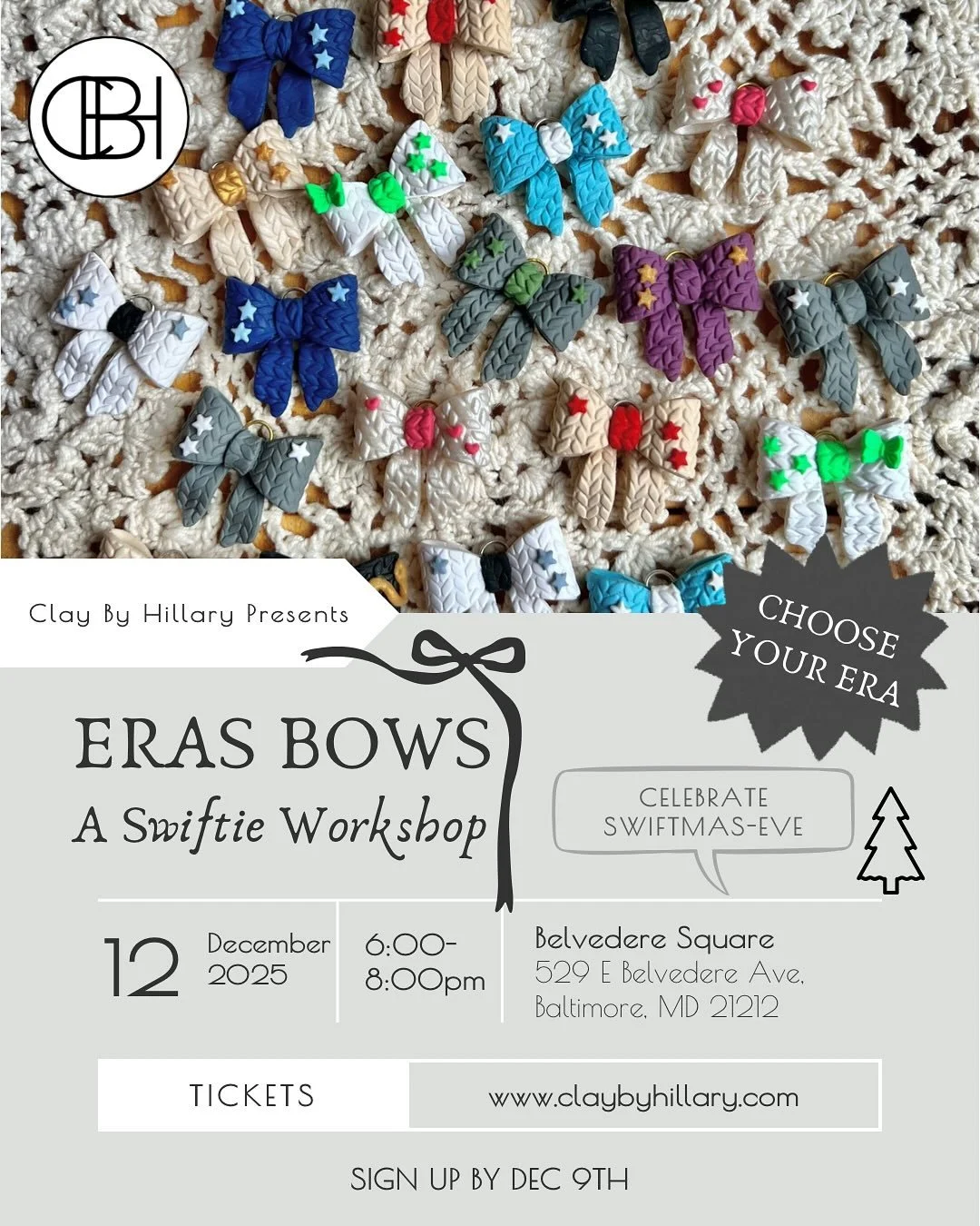 In celebration of @taylorswift announcing her new album, we&rsquo;re opening tickets to this Swiftmas Eve workshop early! Space is limited, so get your tickets now while supplies last. See you there! 
And yes, there is an option to make a Life of a S