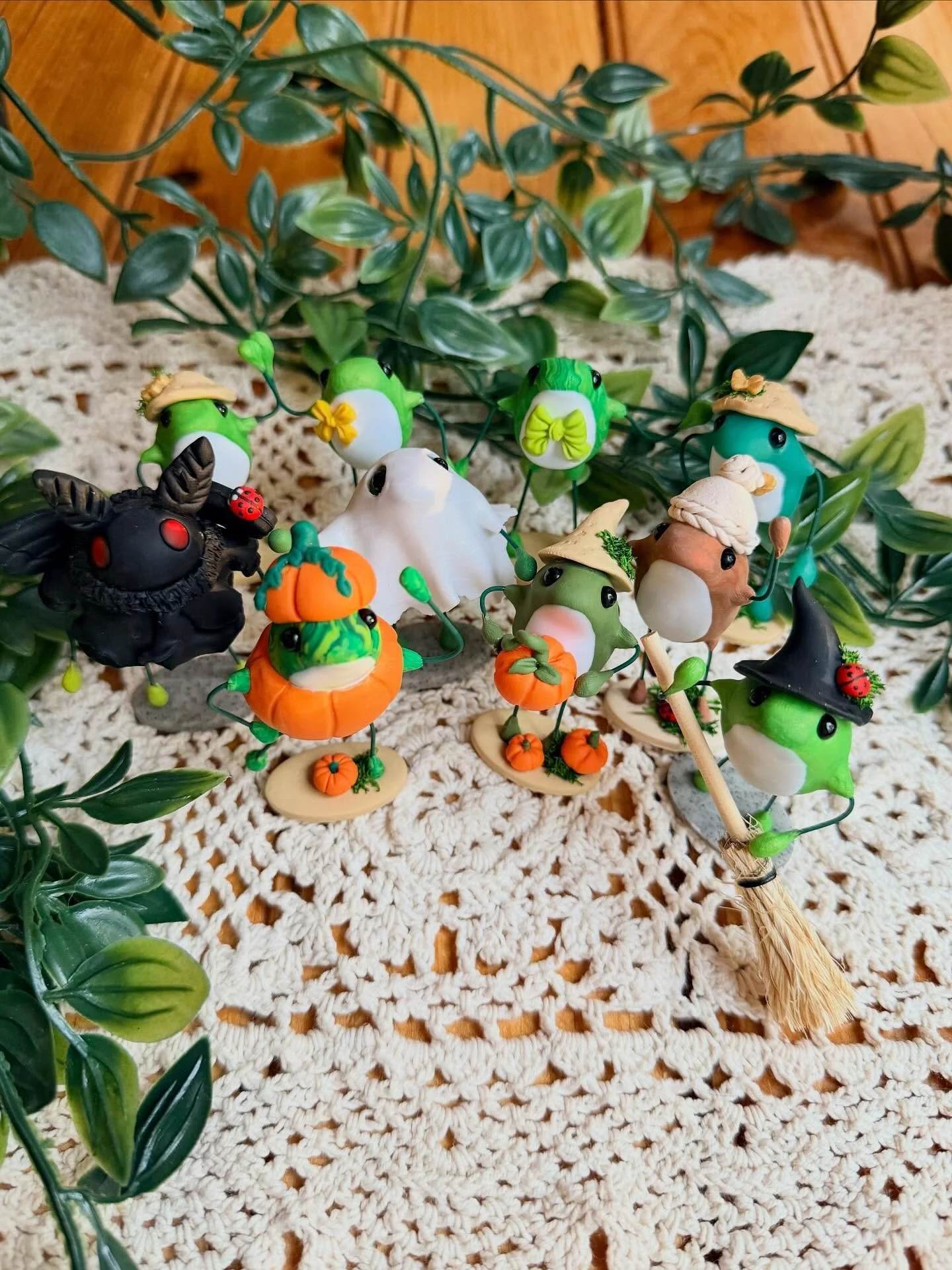 @musefrederick ordered a tiny frog army! They will be arriving to the store shortly, but I wanted to share a few of my favorites. I had a lot of fun making some spooky froggos, and mothfrog is a personal fave.