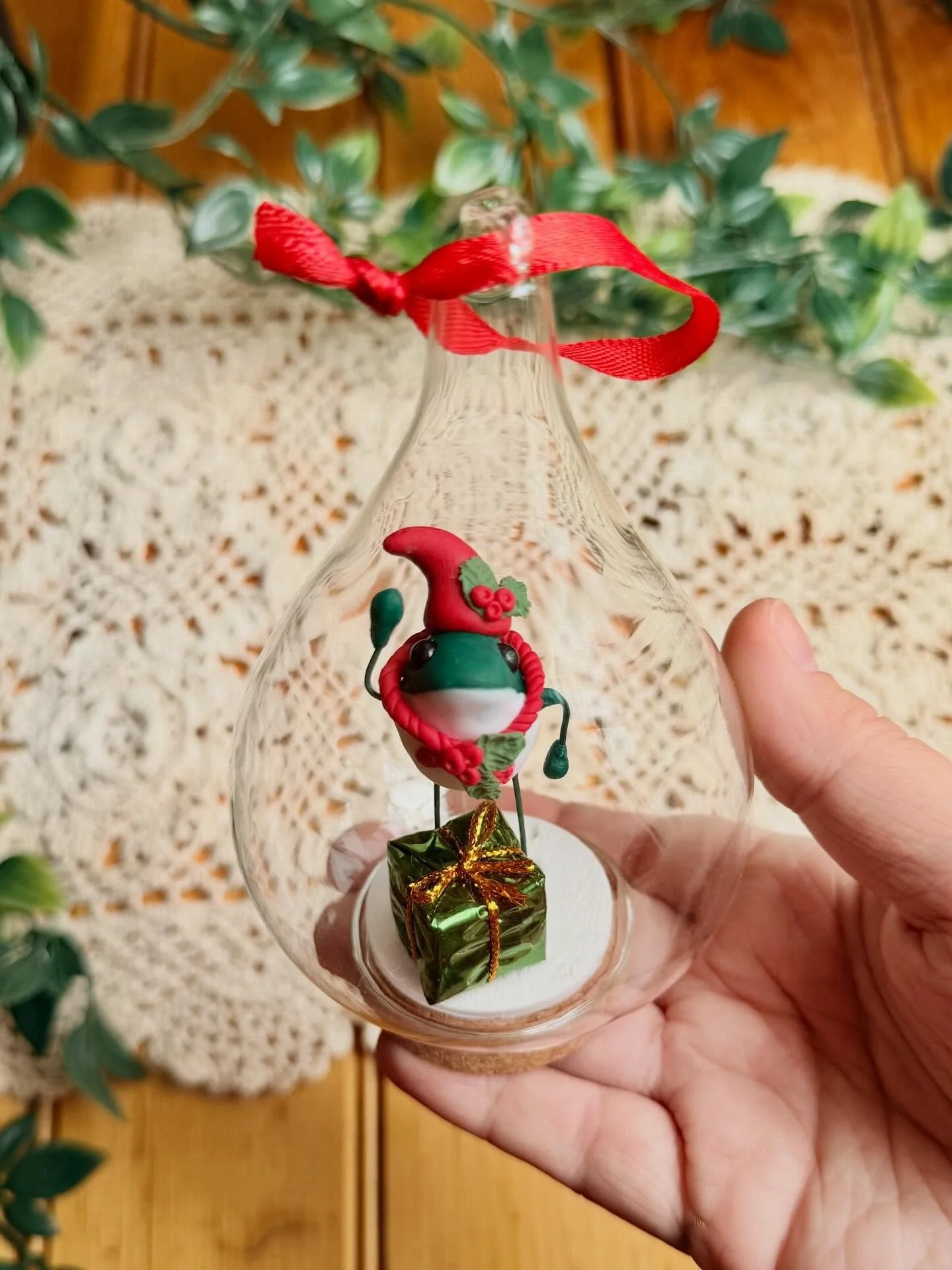 The frogs have entered the ornament chat! You&rsquo;ll find one new (very) limited edition frog ornament at each of my holiday markets starting this Sunday the 30th at @bigtruckfarms 🎄
Krampus Frog will be at @truechesapeake &amp; @greatergoodsmarke