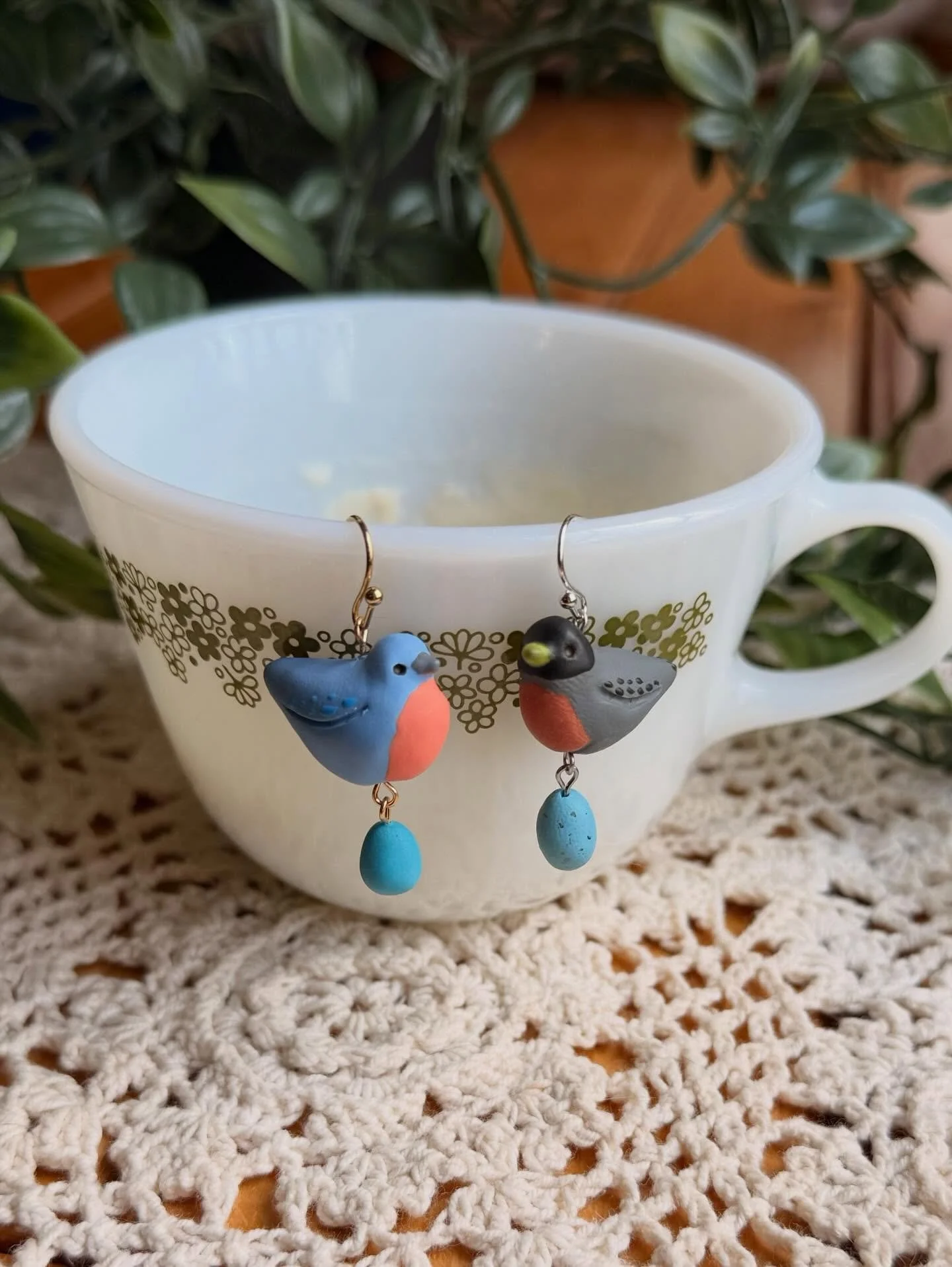 I&rsquo;m in my thirties, which means I woke up one day able to name all the birds in my backyard. I always love catching an eastern bluebird, and recently I&rsquo;ve seen a lot of robins about! 
The bluebird earrings are staying with me, but there w