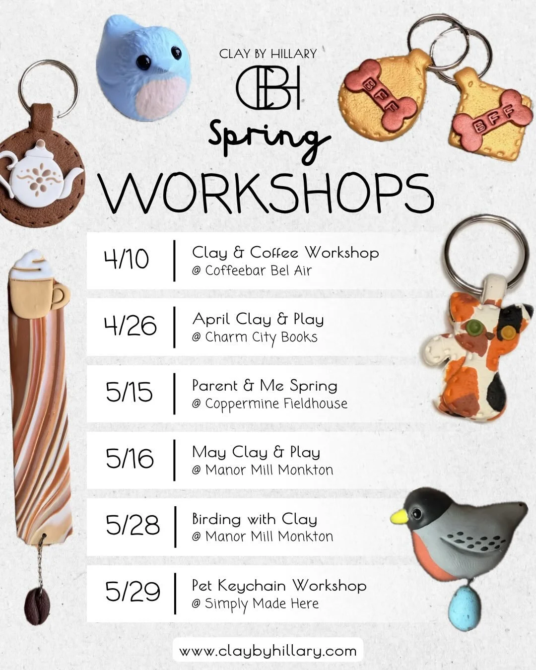 💐 This spring there are lots of different workshop options! Swipe for more info on each, or use the link in my bio for tickets! Which class are you the most excited about?