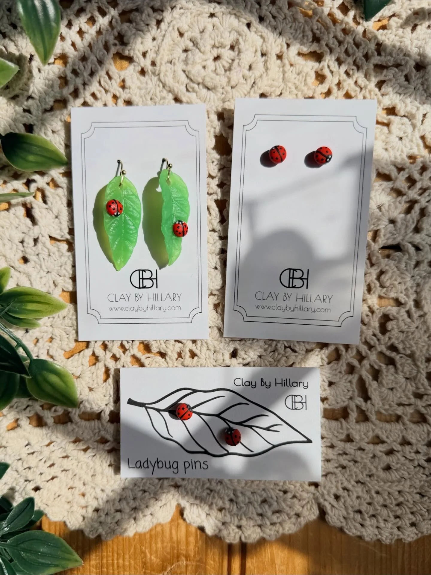 The thing people ask me most at markets - do the ladybug pins come in studs? Well, here we are! I&rsquo;ve made a batch of ladybug earring studs, as well as some more pin sets and a few dangle earrings. Find them on my website and at my in person mar