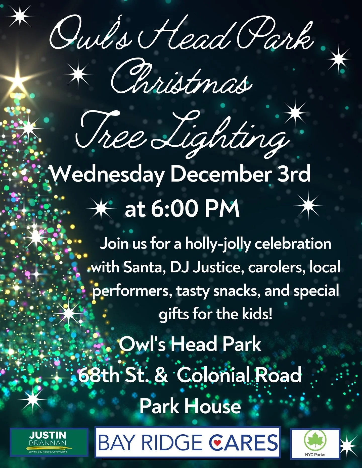 🎄✨ BAY RIDGE CARES CHRISTMAS TREE LIGHTING! ✨🎄
Owls Head Park &bull; Wednesday, December 3rd &bull; 6:00 PM

Bay Ridge, get ready &mdash; this is the holiday kickoff you don&rsquo;t want to miss! 🌟

Join us for an evening full of community magic, 