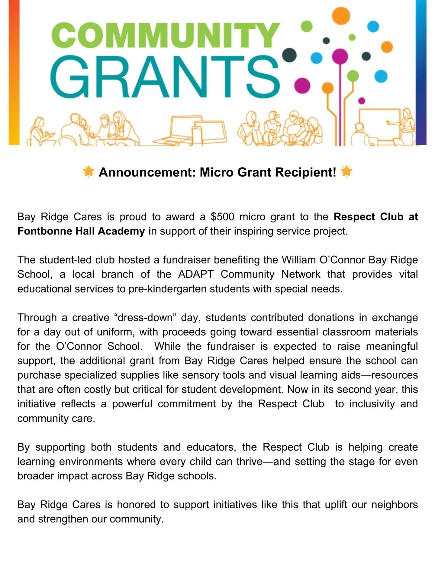 Congratulations to the Respect Club at @fontbonnehallacademy! With more than 50 dedicated student members, you are a true inspiration&mdash;your passion for service and unwavering commitment to your community is something truly special.