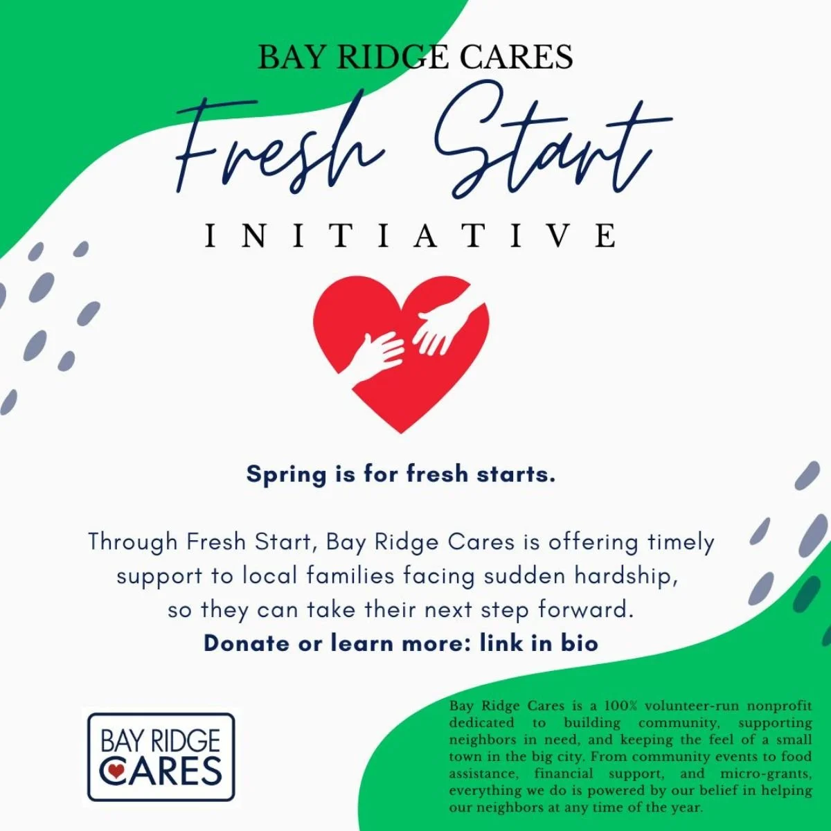 #freshstart #bayridgecares #neighborshelpingneighbors #donatetoday