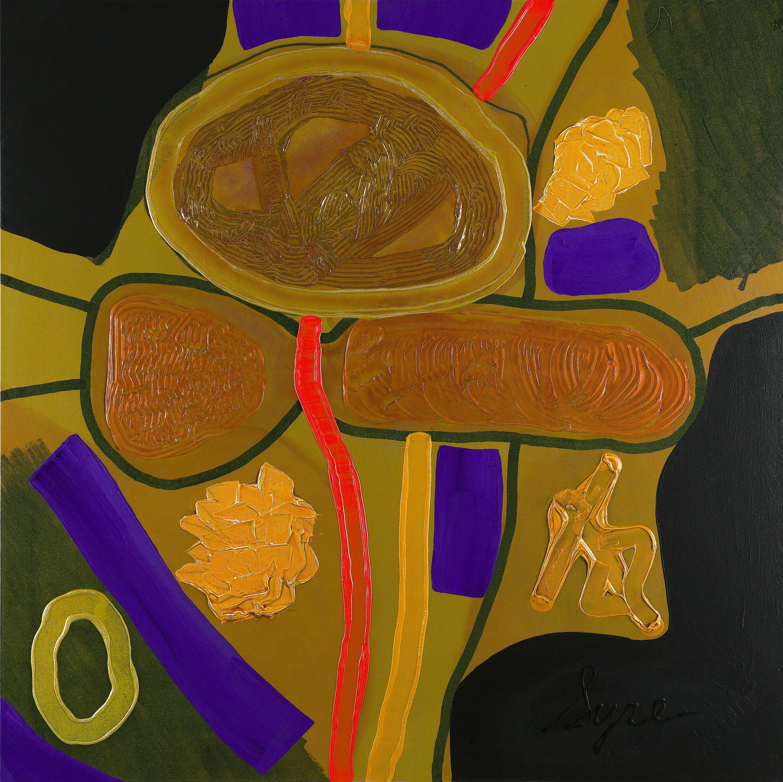  The Flower that Carries Fire , 2025, Acylic on canvas, 48 x 48 in  (Private collection)