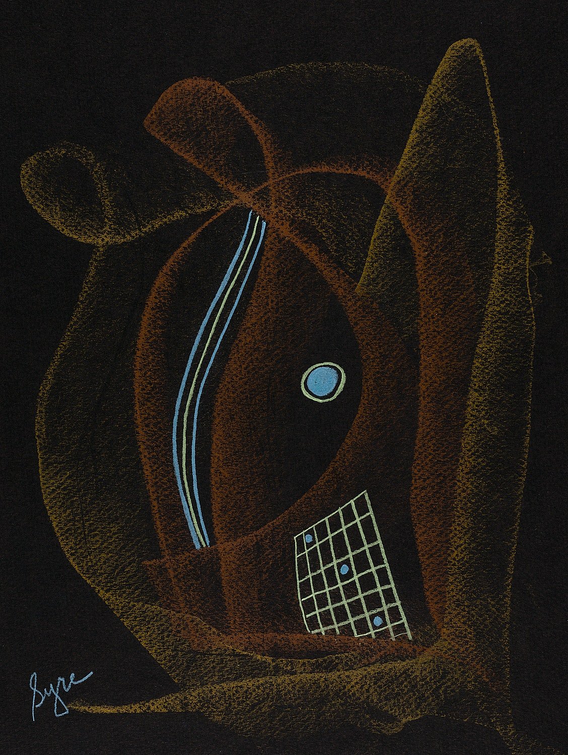  An Eye in Nice , 2018, Prisma Crayon on black paper, 12 x 9 in.