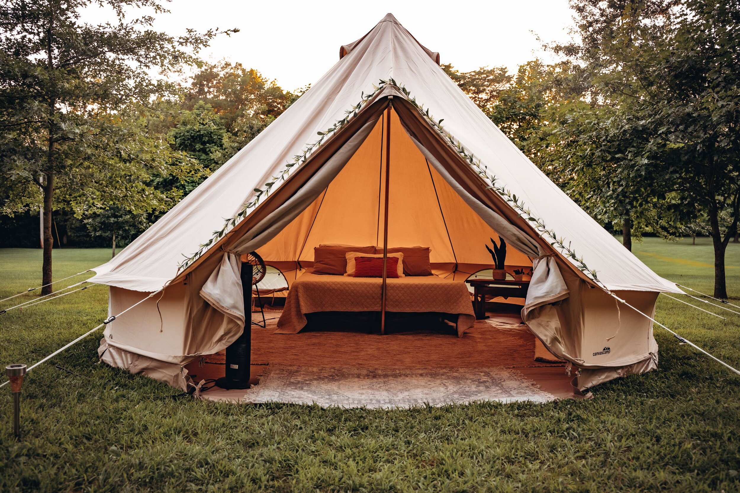 Glamping tent set up