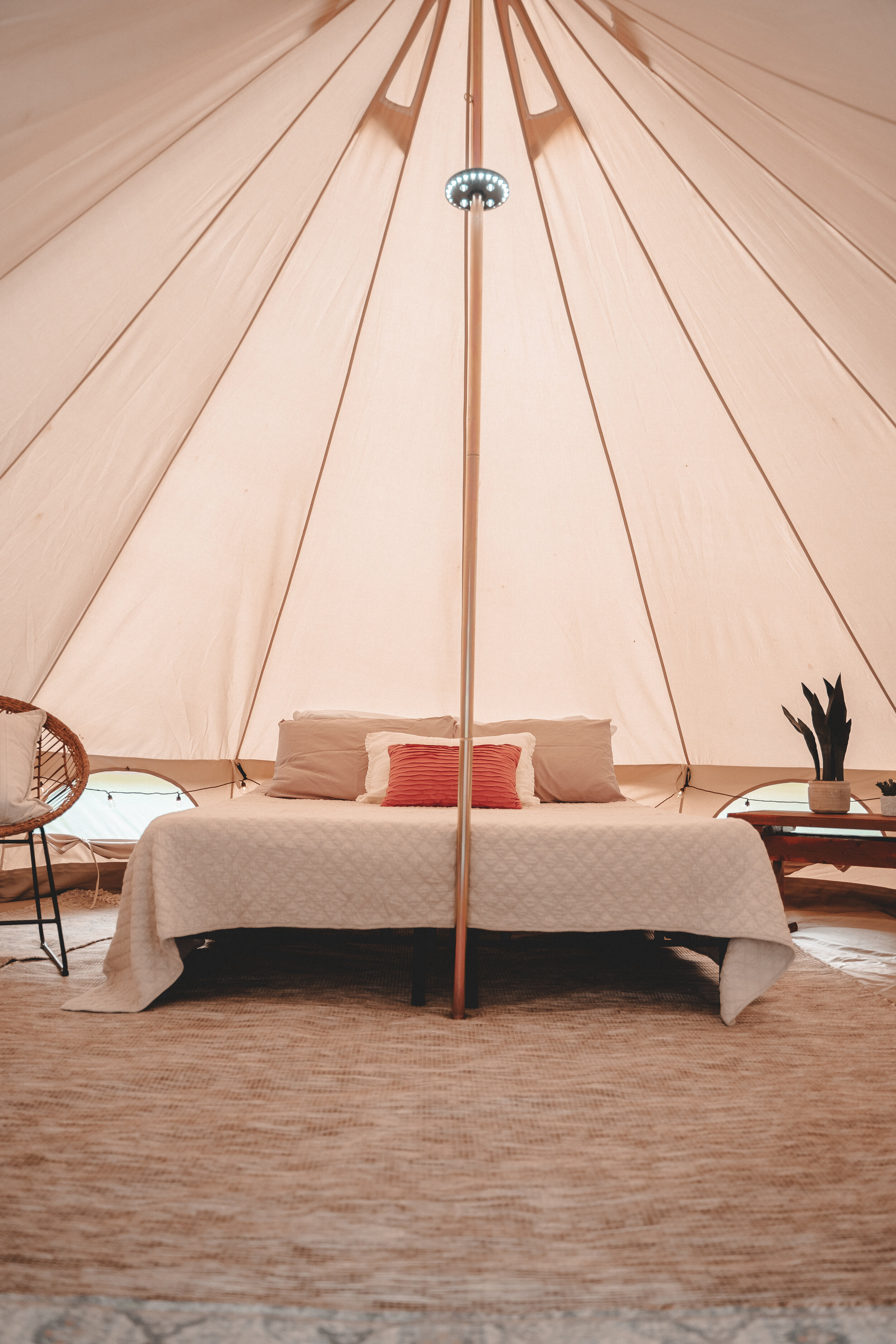 Glamping tent set up