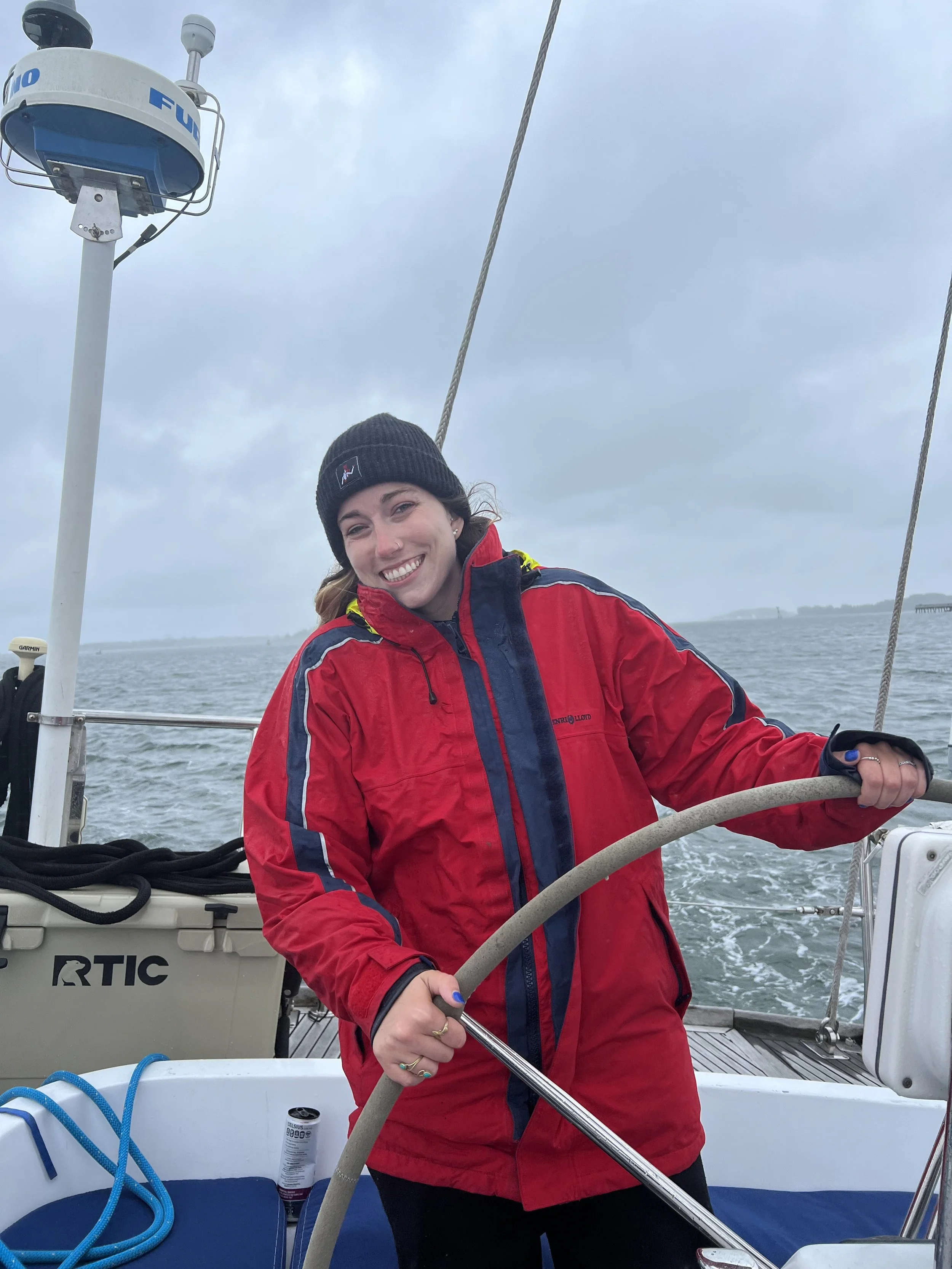 Peningo Captain Genevieve Dougherty Sailing Peningo past the Harbor Islands into Boston Harbor