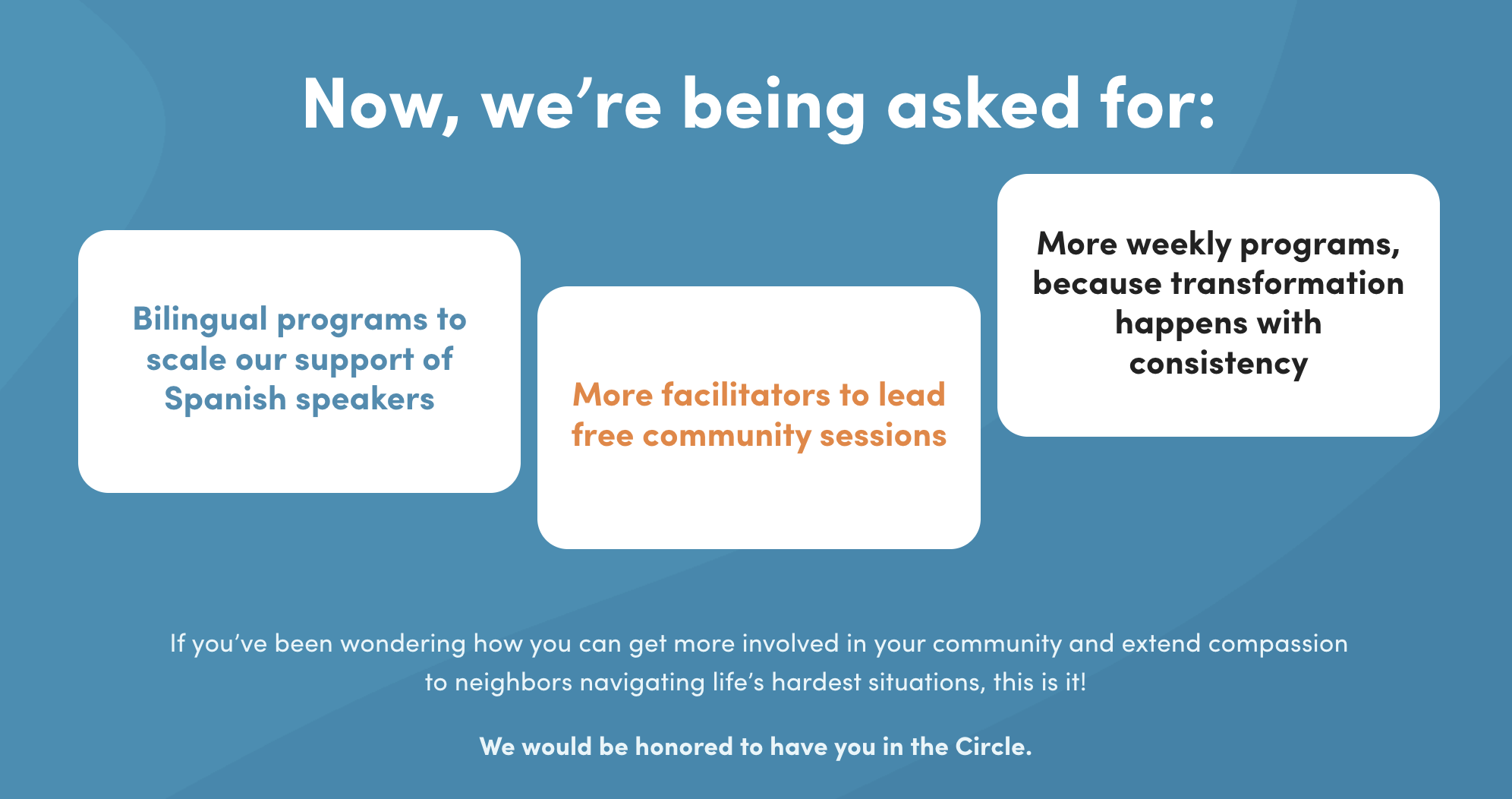 Landing page copy - specific needs and donor-centric call to action