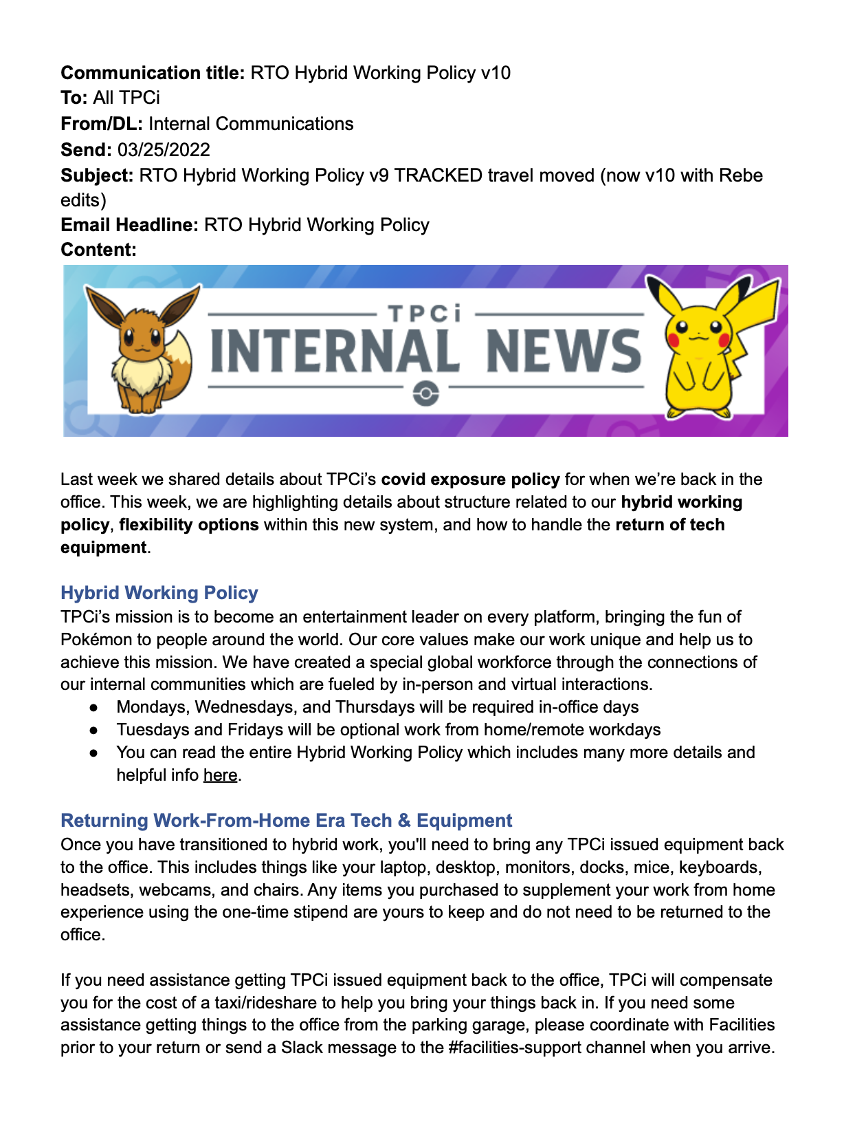 Hybrid Working Policy Comms