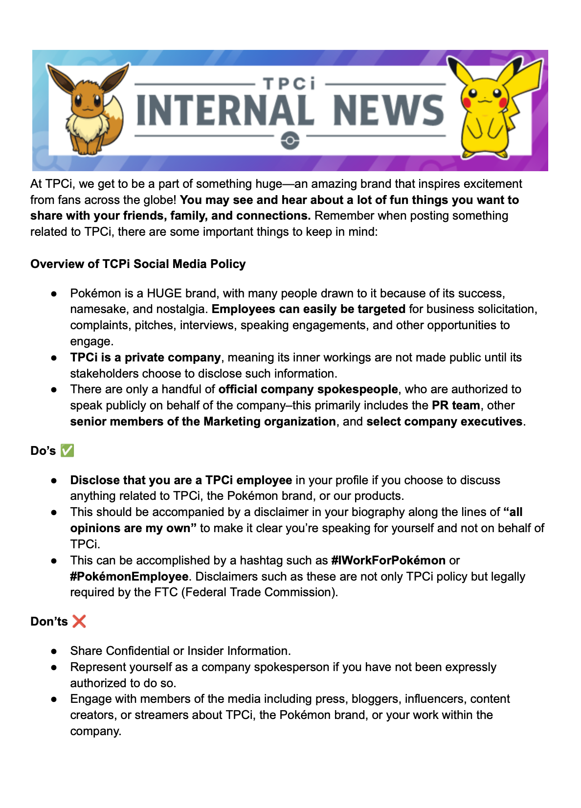 TPCi Social Media Policy