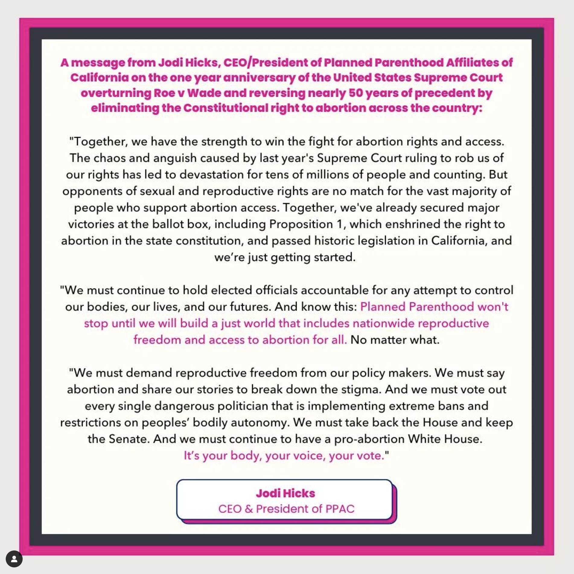Dobbs Anniversary Statement