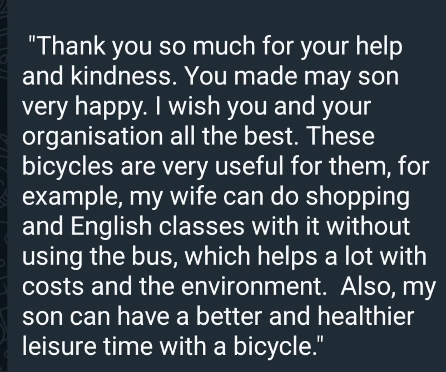 Today we gifted our 3000 bike 🥳 🥳🥳 (see quote)

That's 3000 bikes donated 🧡, 3000 bikes refurbished by our hard-working &amp; dedicated volunteers &amp; amazing staff 🧡, 3000 bikes &amp; Welcome Packs funded by our many supporters 🧡- &amp; most