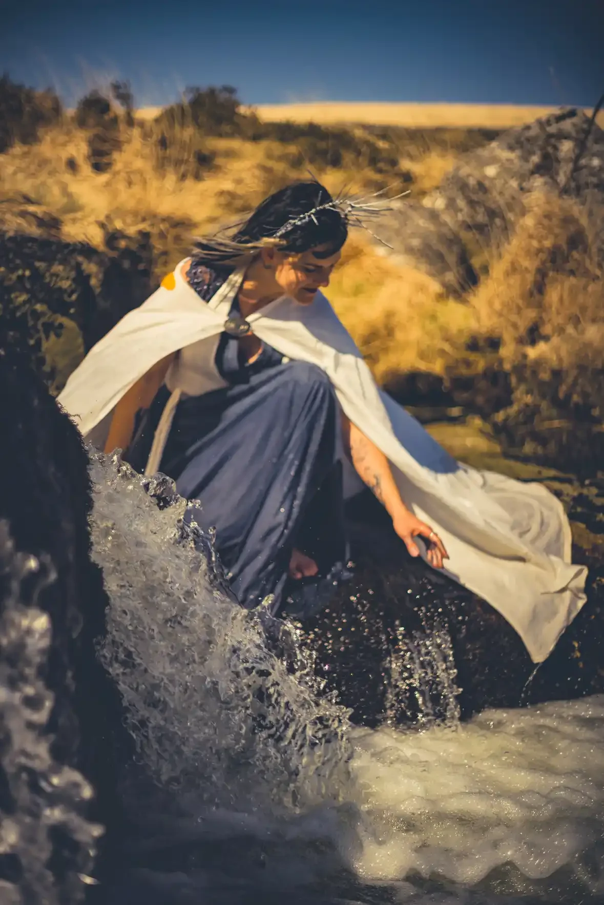 Helen Bruce - Communications Officer for the Dartmoor Preservation Association as St Gudula for the Dartmoor Tors Festival