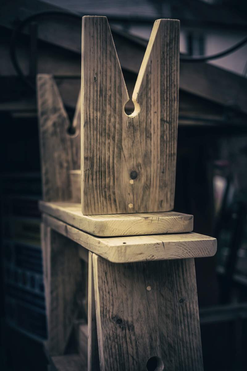 Rustic reclaimed timber stool