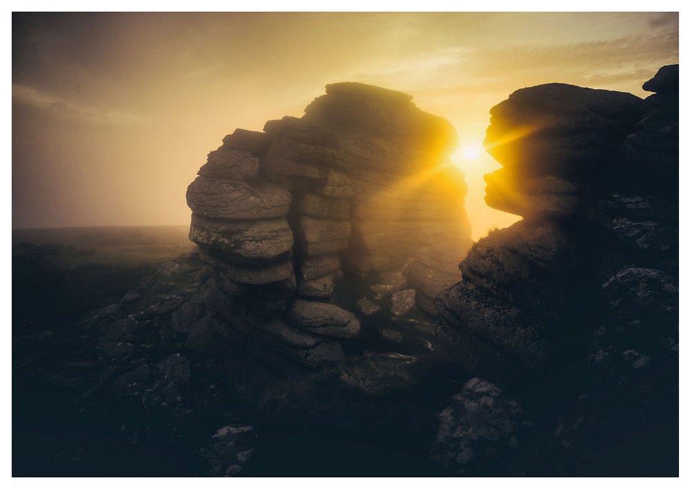 Sunset at Great Links Tor in the mist