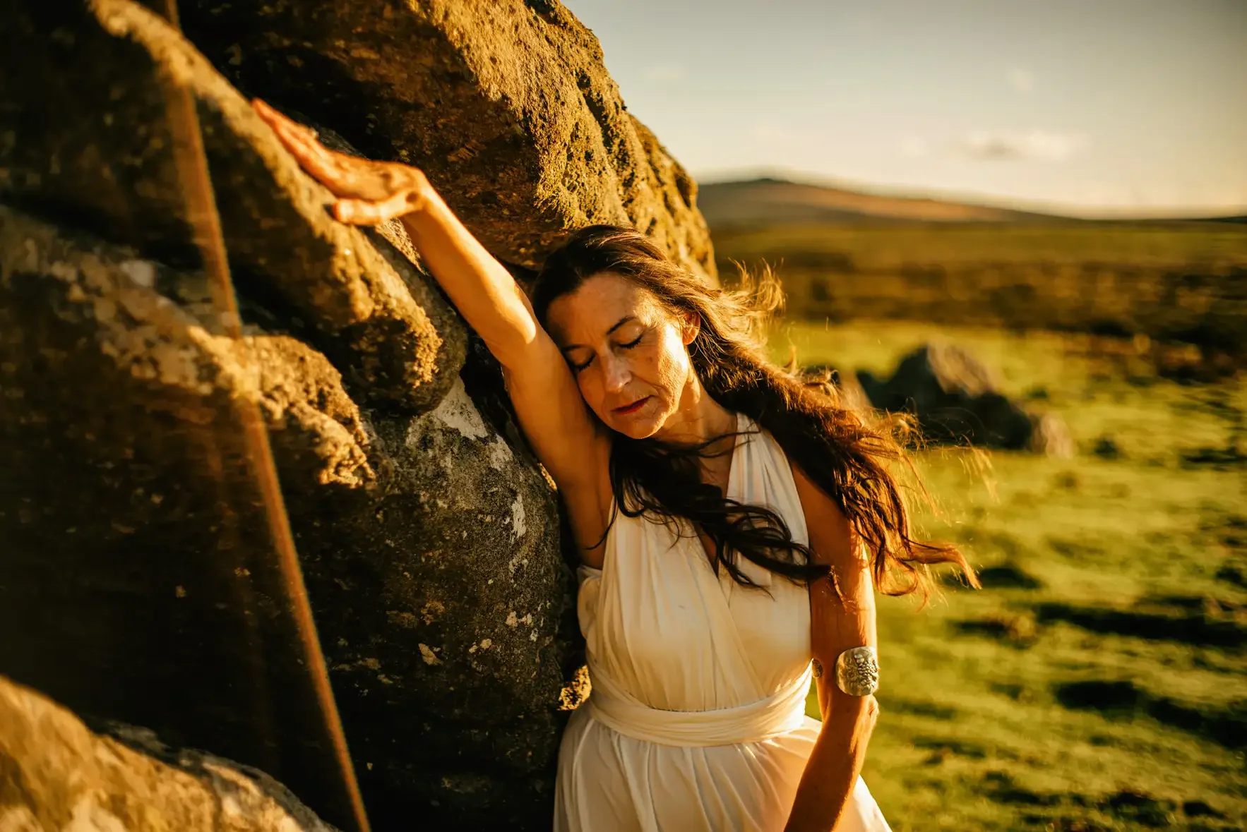 Tara Beckerley - Chung, Spiritual Teacher, photographed on Hound Tor
