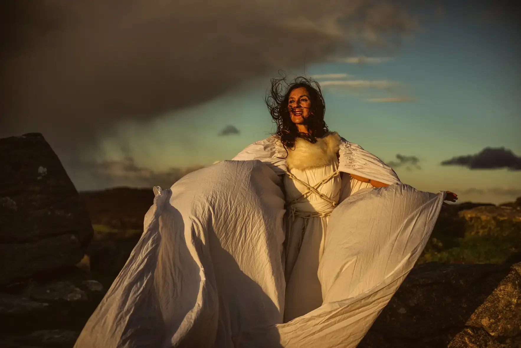 Glavind Strachan Themed Photoshoots. Tara Beckerley - Chung, Spiritual Teacher, photographed on Hound Tor