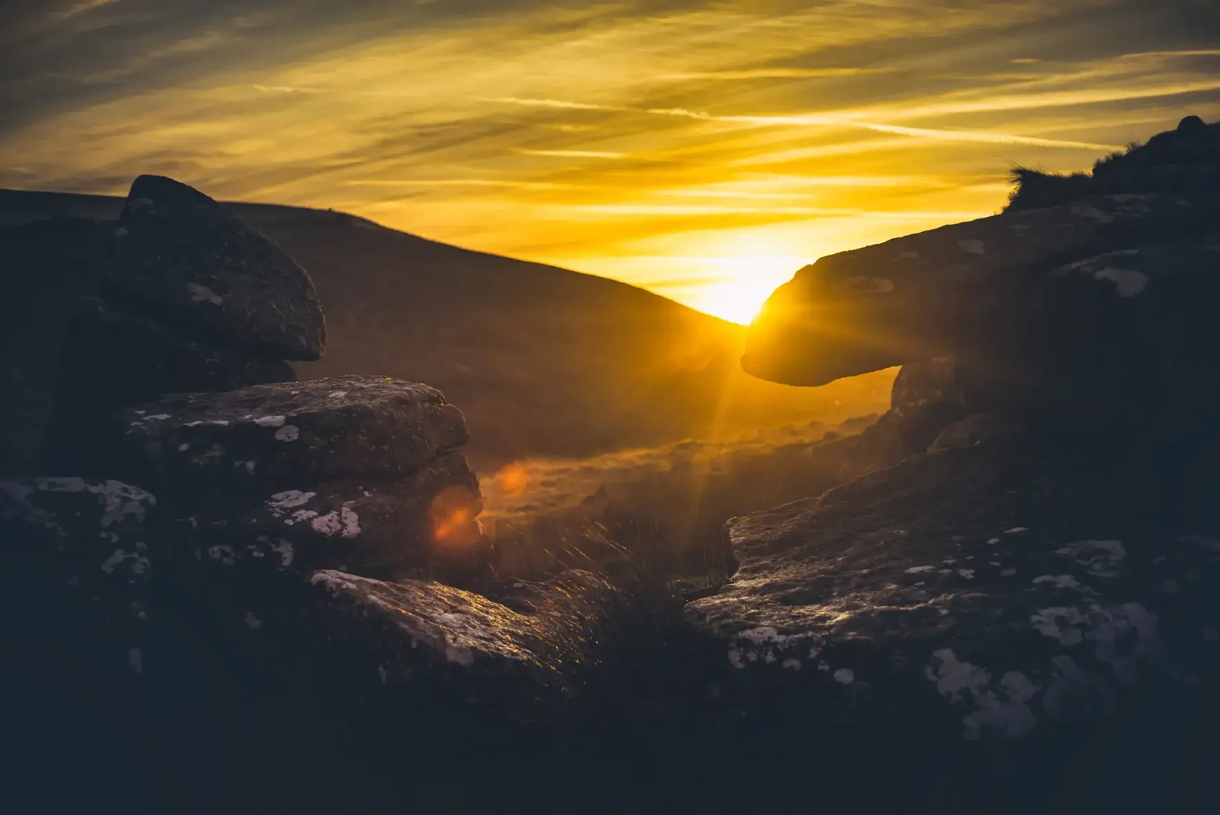 Sunrise on Shelstone Tor 