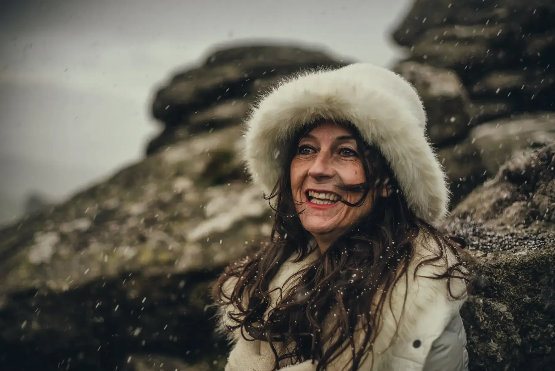 Creative Portraits on Dartmoor - Tara Beckerley - Chung, Spiritual Teacher, photographed on Hound Tor