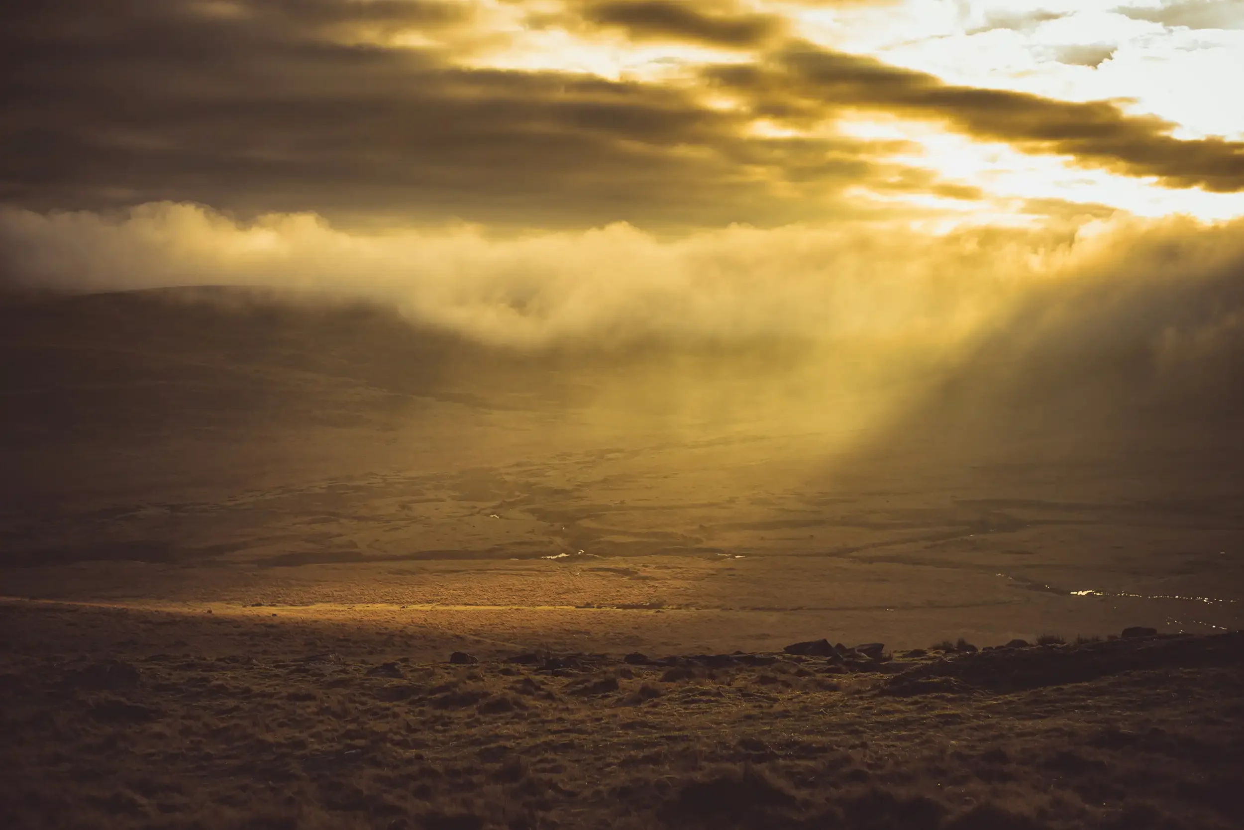 Dramatic Low cloud over Taw Marsh on Dartmoor