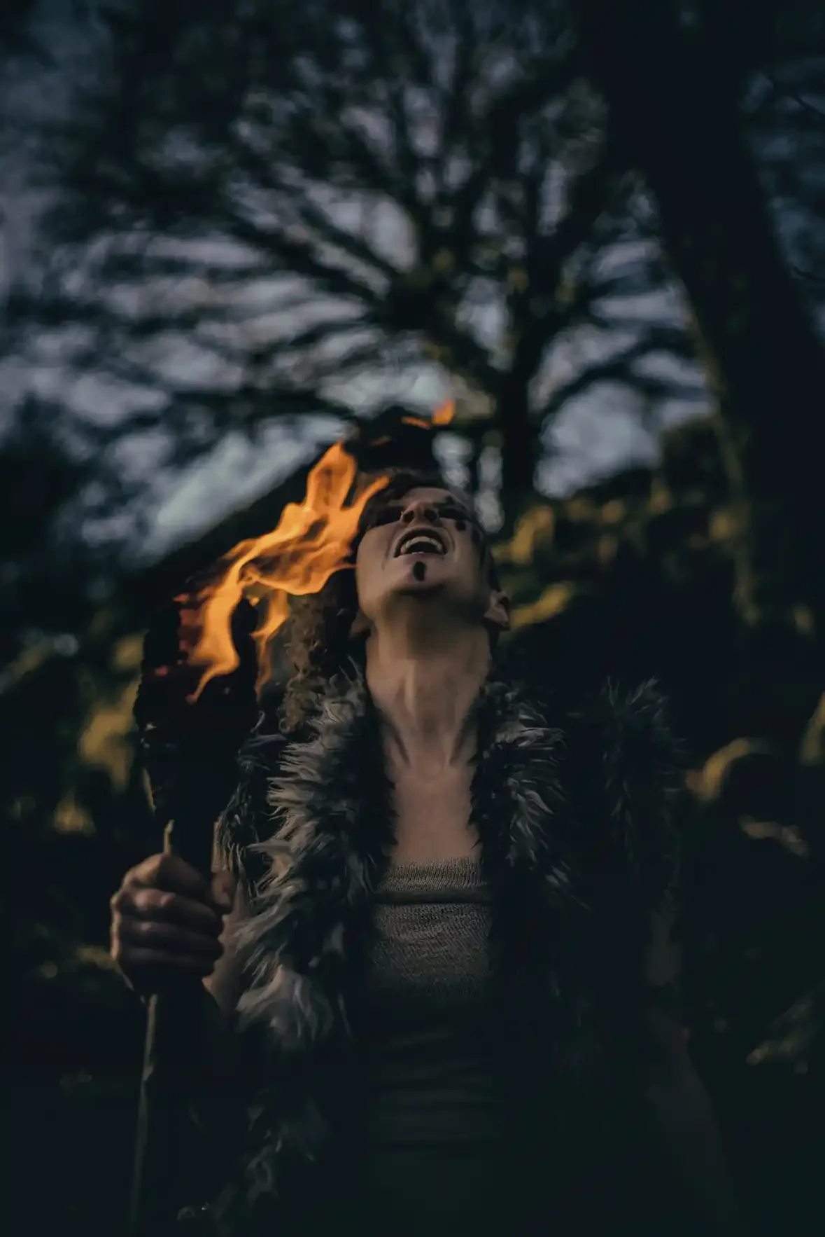 Hannah from The Moorland Guides as a warrior in a themed photoshoot on Dartmoor - By Glavind Strachan