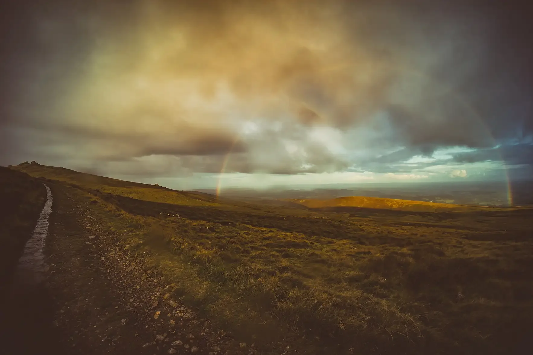 Rainbow over Rattlebrook Railway on Dartmoor