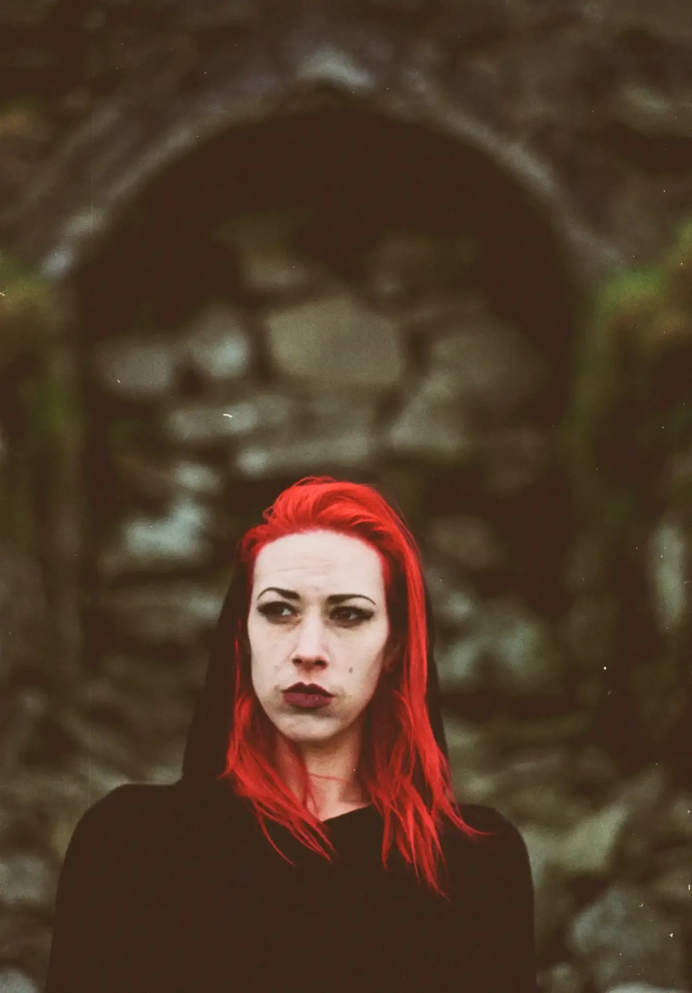 Donna at Foggintor Quarry on Dartmoor, shot on colour film