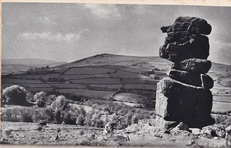 Photograph of Bowermans Nose - from the book “Dartmoor” by EW Martin 1958
