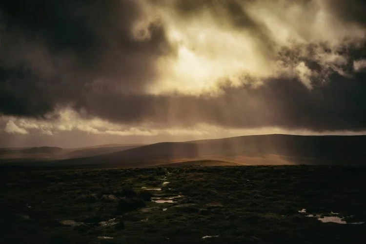 Rainclouds and Sunlight from the top of Cosdon Hill