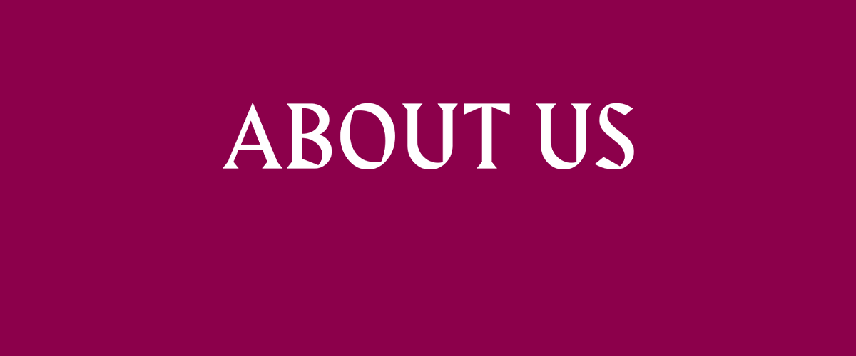 About Us header, encircled by hand drawn white arrow