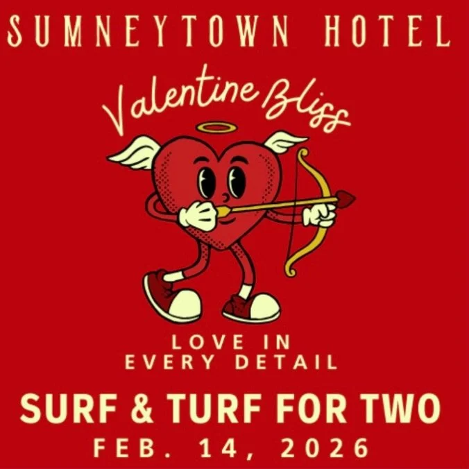 Celebrate love at Sumneytown
In addition to our standard menu, we are offering a Surf &amp; Turf for Two which includes a 38oz beef ribeye with snow crab clusters, drawn butter, mashed potatoes, haricot verts, and a choice of peppercorn or b&eacute;a