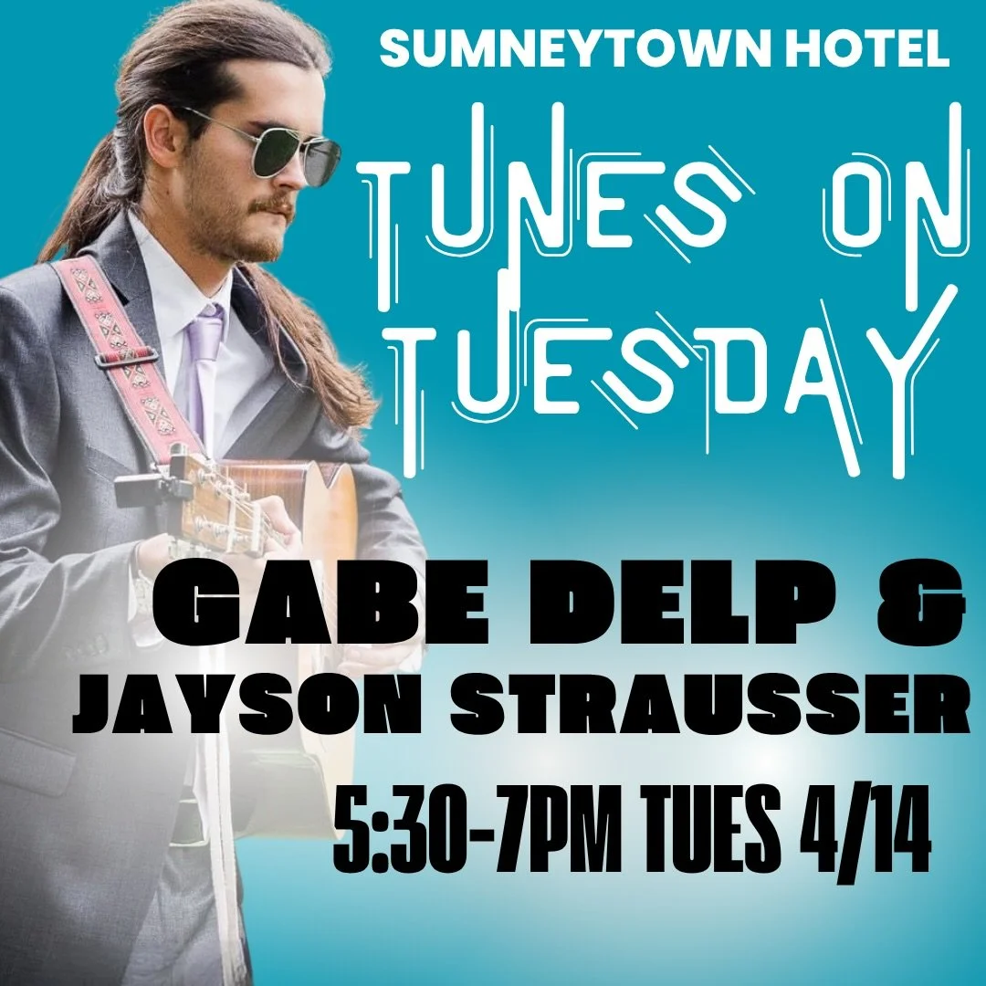 Sumneytown is now closed Mondays which means, TUNES ON TUESDAYS! Same time, frequency, and great vibe we have loved. Please join us as we kick off this new schedule on Tuesday, April 14 with one of the best in the biz, @gabedelp &amp; Jayson Strausse