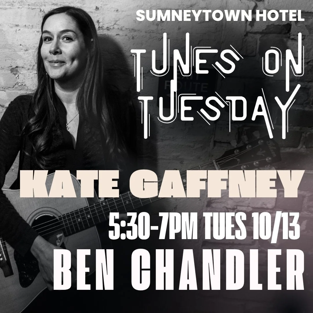 We cannot wait to have @blameitonkate &amp; Ben back!! 

Tunes on Tuesday with Kate Gaffney &amp; Ben Chandler
10/13, 5:30-7pm

Kate Gaffney &amp; Ben Chandler share an unprecedented musical connection that sounds as if they&rsquo;ve been playing tog
