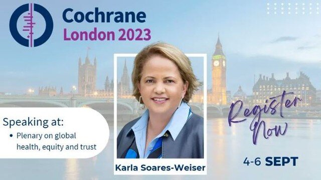 We are excited to announce that our Editor-in-chief, Karla Soares-Weiser, will be joining the #CochraneLondon programme! She will be speaking at a plenary, hosting a special session about 
@cochraneorg history, and more! 
📷https://buff.ly/426uqo0