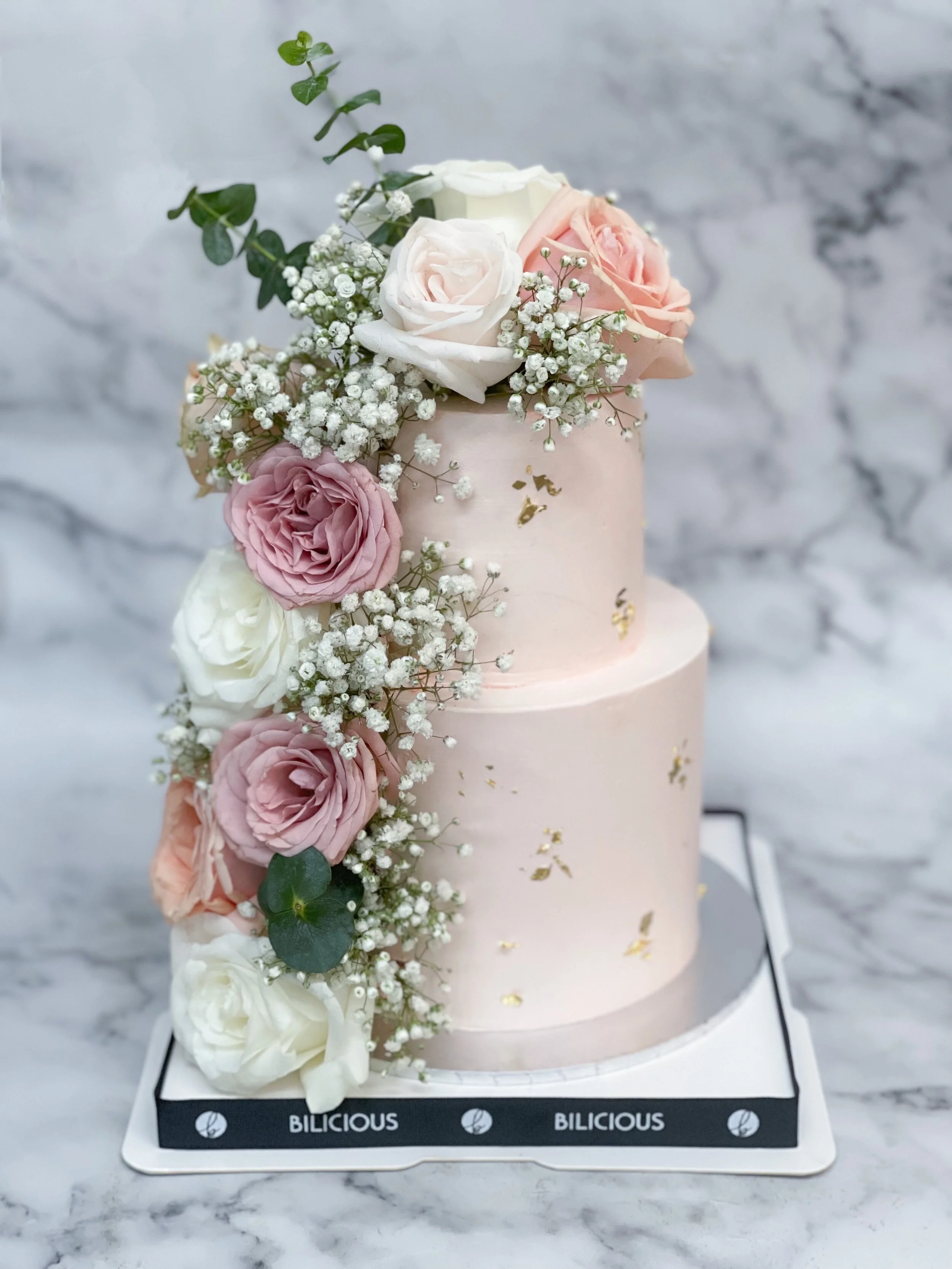 Garden-themed Wedding Floral Cakes in Hong Kong - 三層粉紅鮮花結婚蛋糕 x 園林系結婚蛋糕