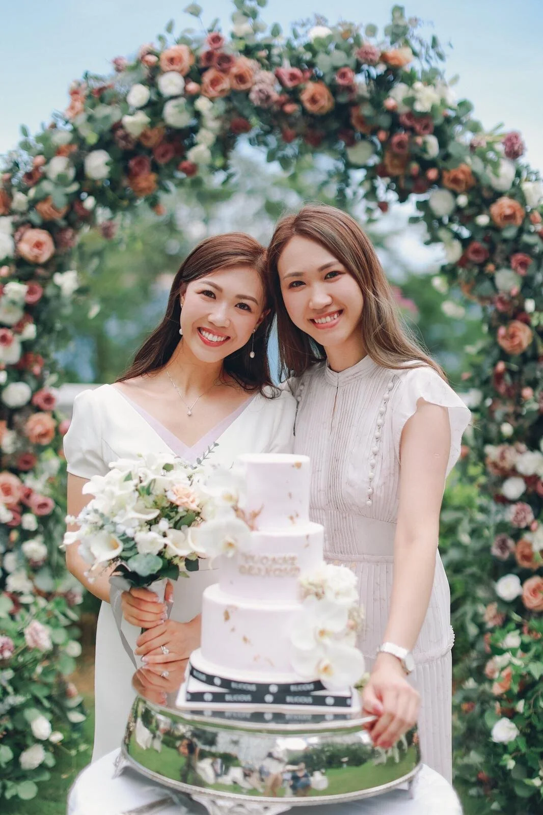 3 Tier Floral Wedding Cakes in Hong Kong - 三層蘭花結婚蛋糕 x 高貴優雅粉紅系結婚蛋糕