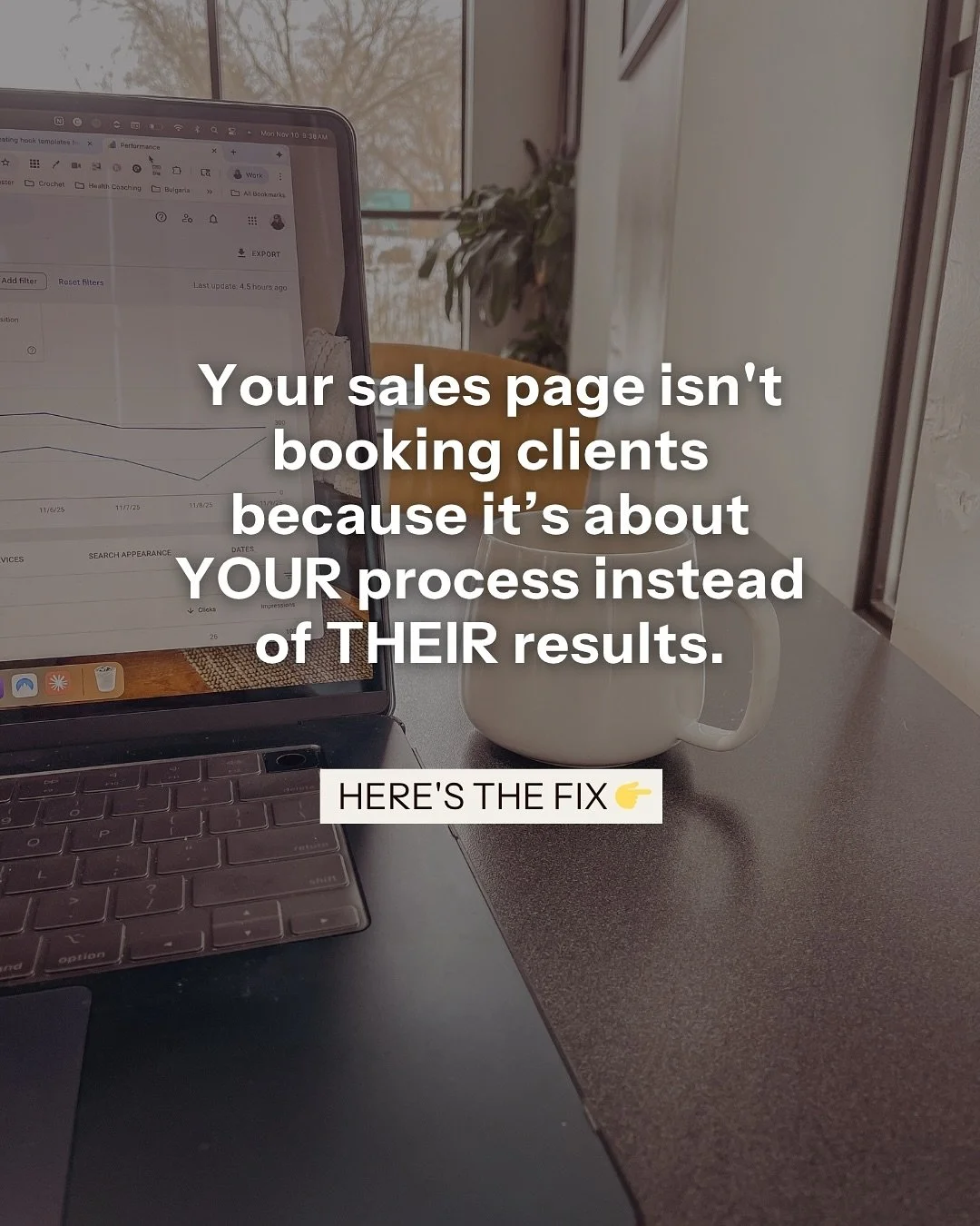 Your sales page isn&rsquo;t broken. Your messaging just needs to shift from &ldquo;here&rsquo;s what I do&rdquo; to &ldquo;here&rsquo;s what changes for you.&rdquo;

Most  practitioners list things like their process, their certifications, their sess