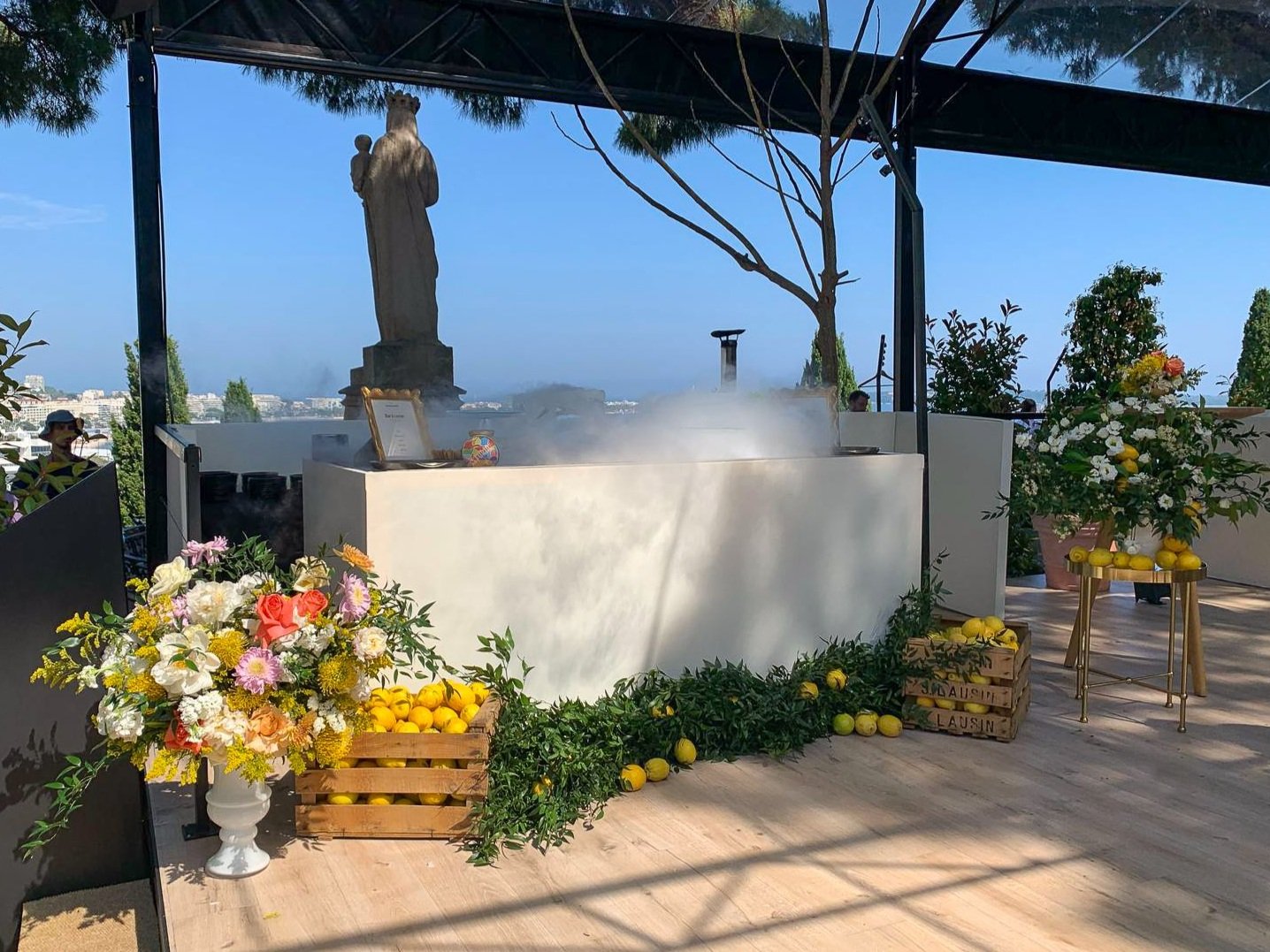 Elegant floral setting for high executives at Amazon’s Cannes summit.