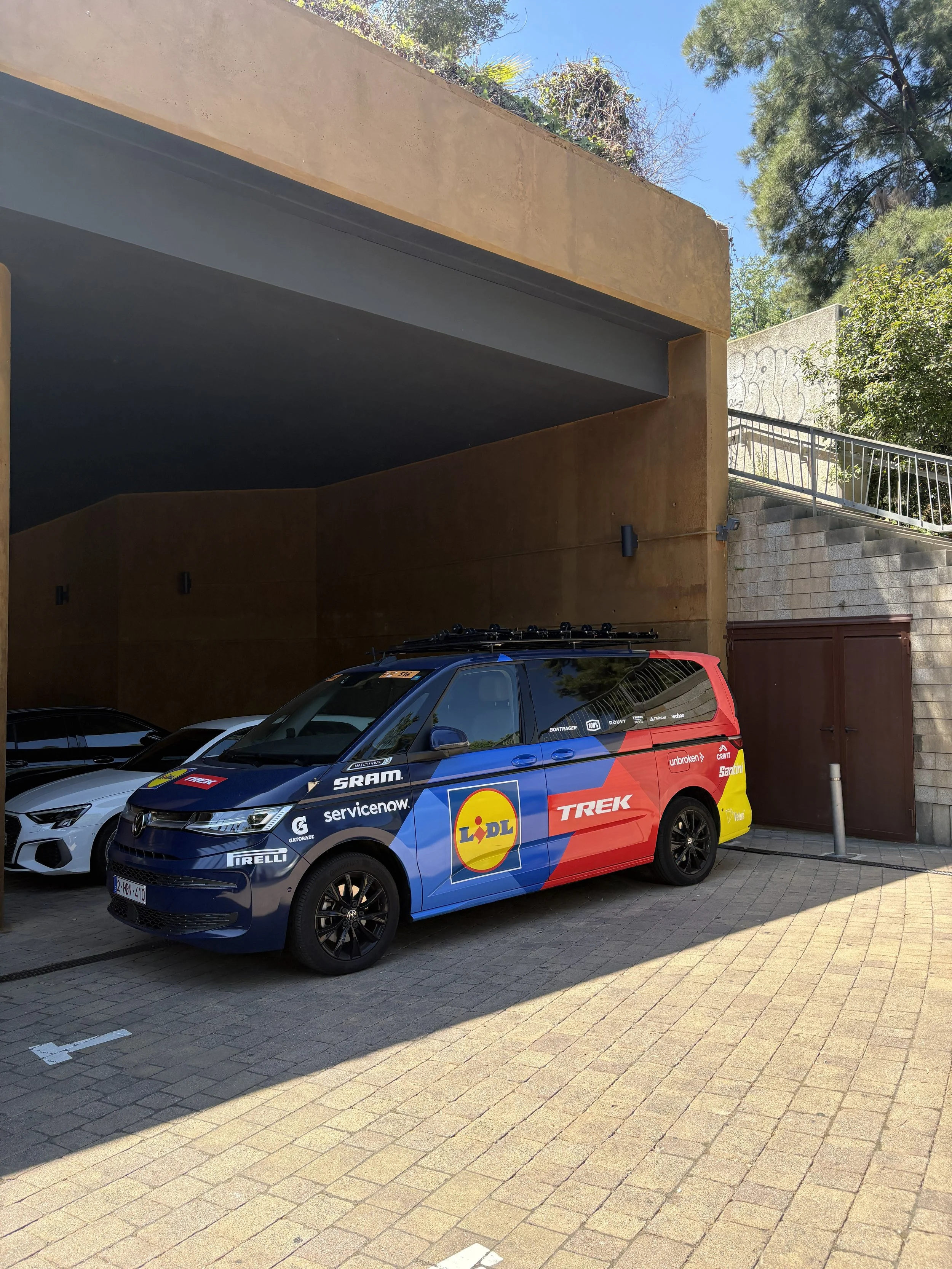 Luxury floral styling by Mosaic Flowers for the Lidl Trek team during the Tour de France Barcelona 2026, showcasing creative event floristry designed for an international sports brand activation