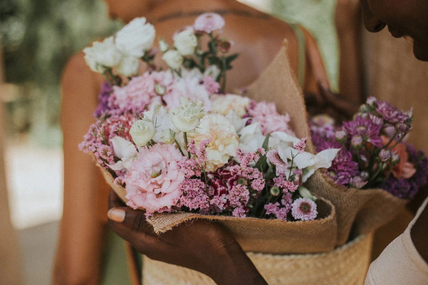 Close-up of fresh seasonal bouquet by Mosaic Flowers in editorial floral photoshoot Barcelona