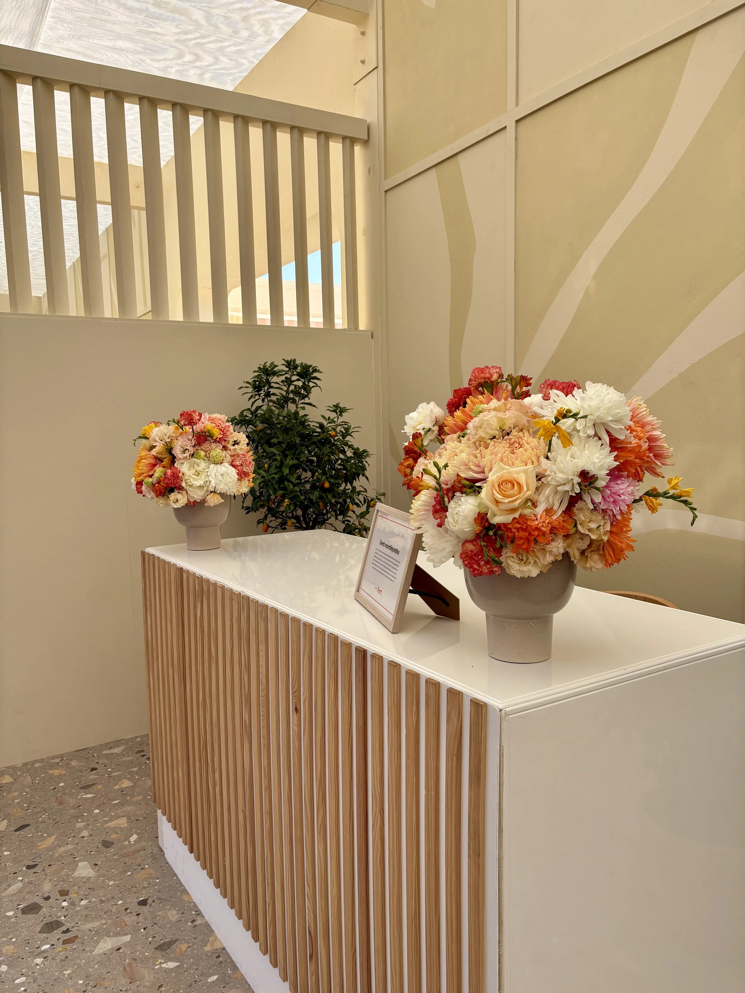 Luxury floral centrepieces displayed throughout the Amazon lounge at Cannes Lions, creating an elegant atmosphere with vibrant seasonal flowers