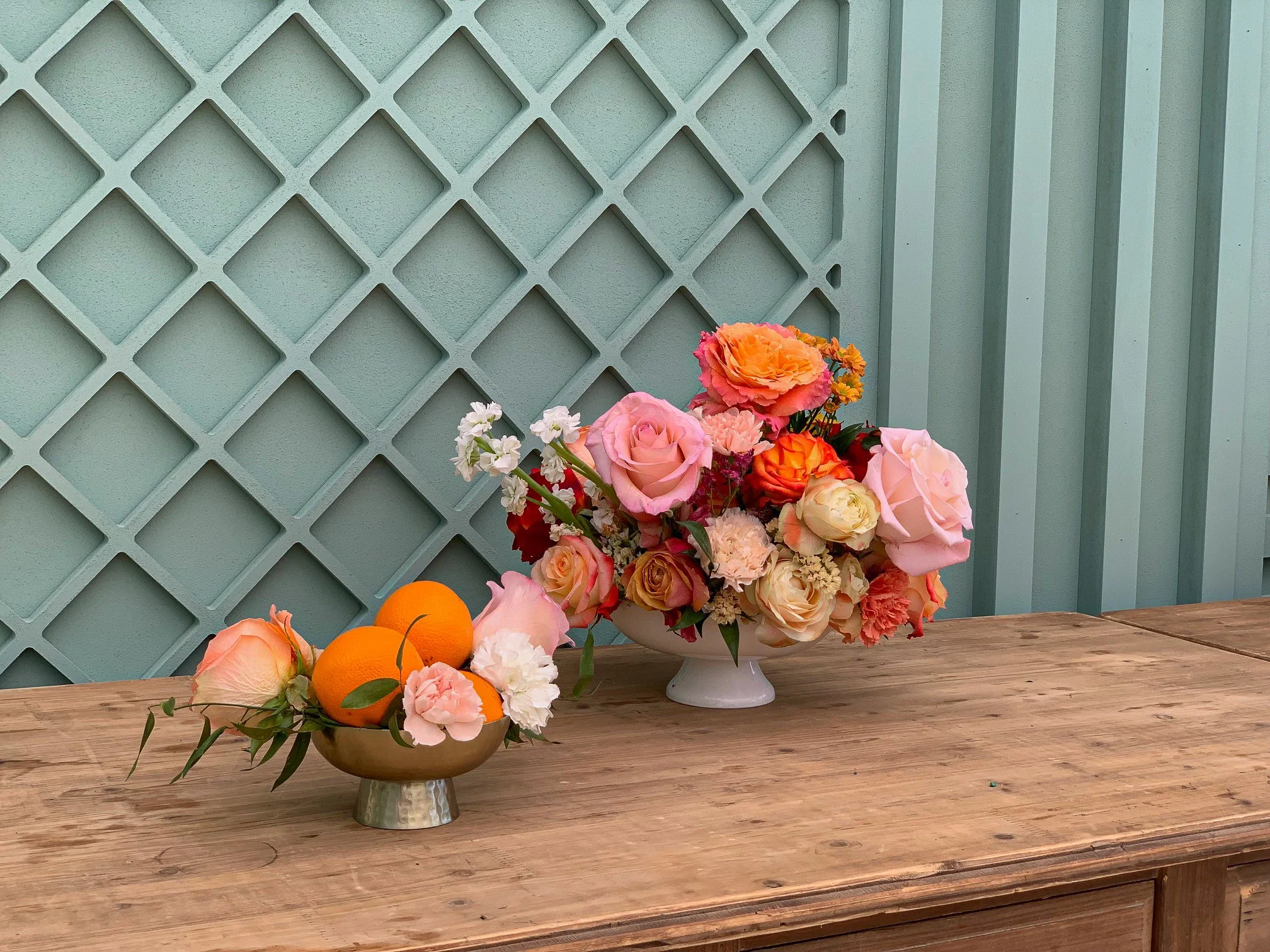 Amazon lounge at Le Pantiero, Cannes Lions Festival with floral centerpieces of roses and citrus