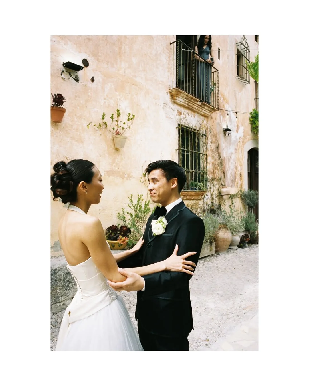 Bespoke floral arrangements decorating the wedding reception during Christie and Andrew's celebration at Villa Almanita