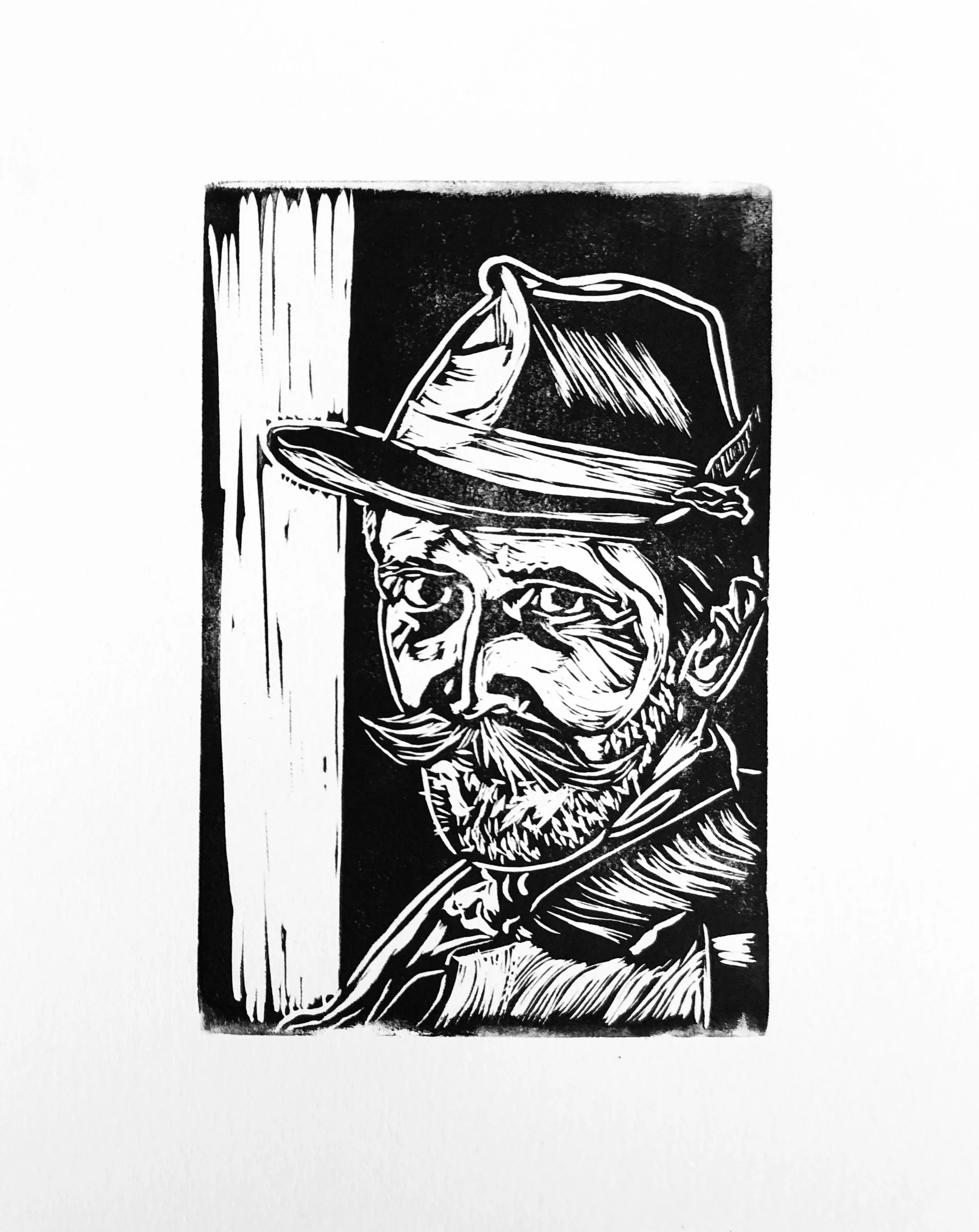 Billy Childish (2025) Linocut 4x6 1 of 1 